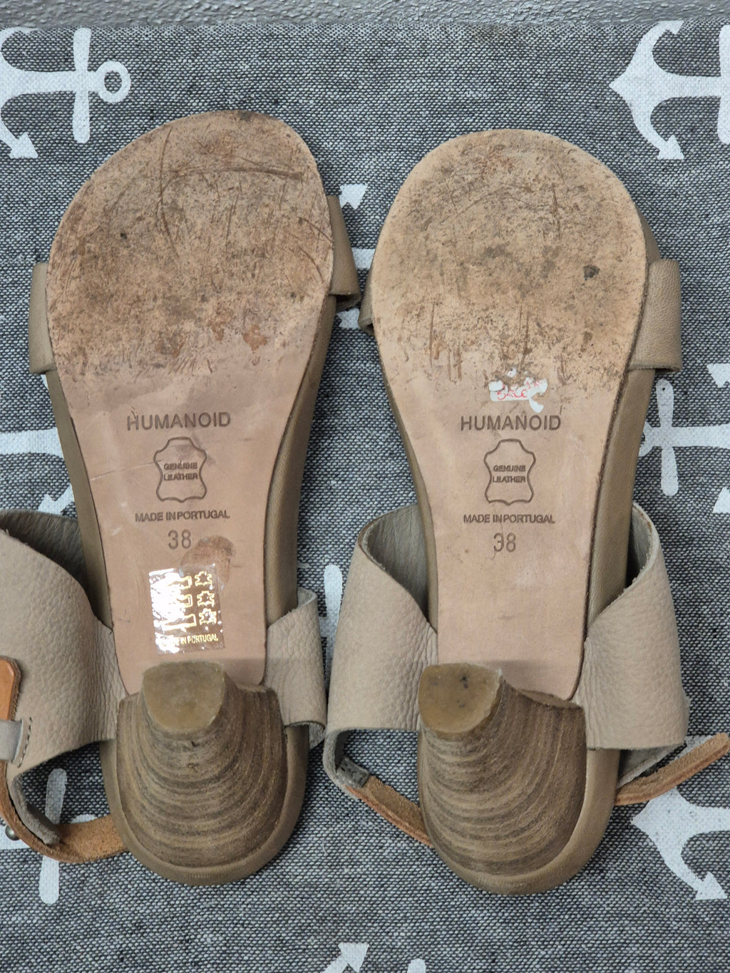 Humanoid Genuine Leather Sandals – Natural Beige, Size 38, Normal Use