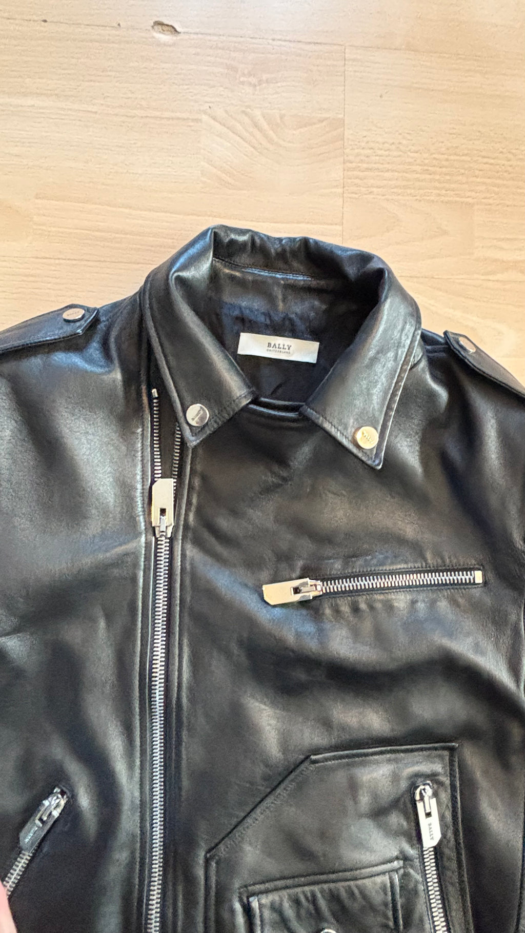 Bally Herren Bikerjacke Lammleder Schwarz EU 50 / US 40 Sehr Gut