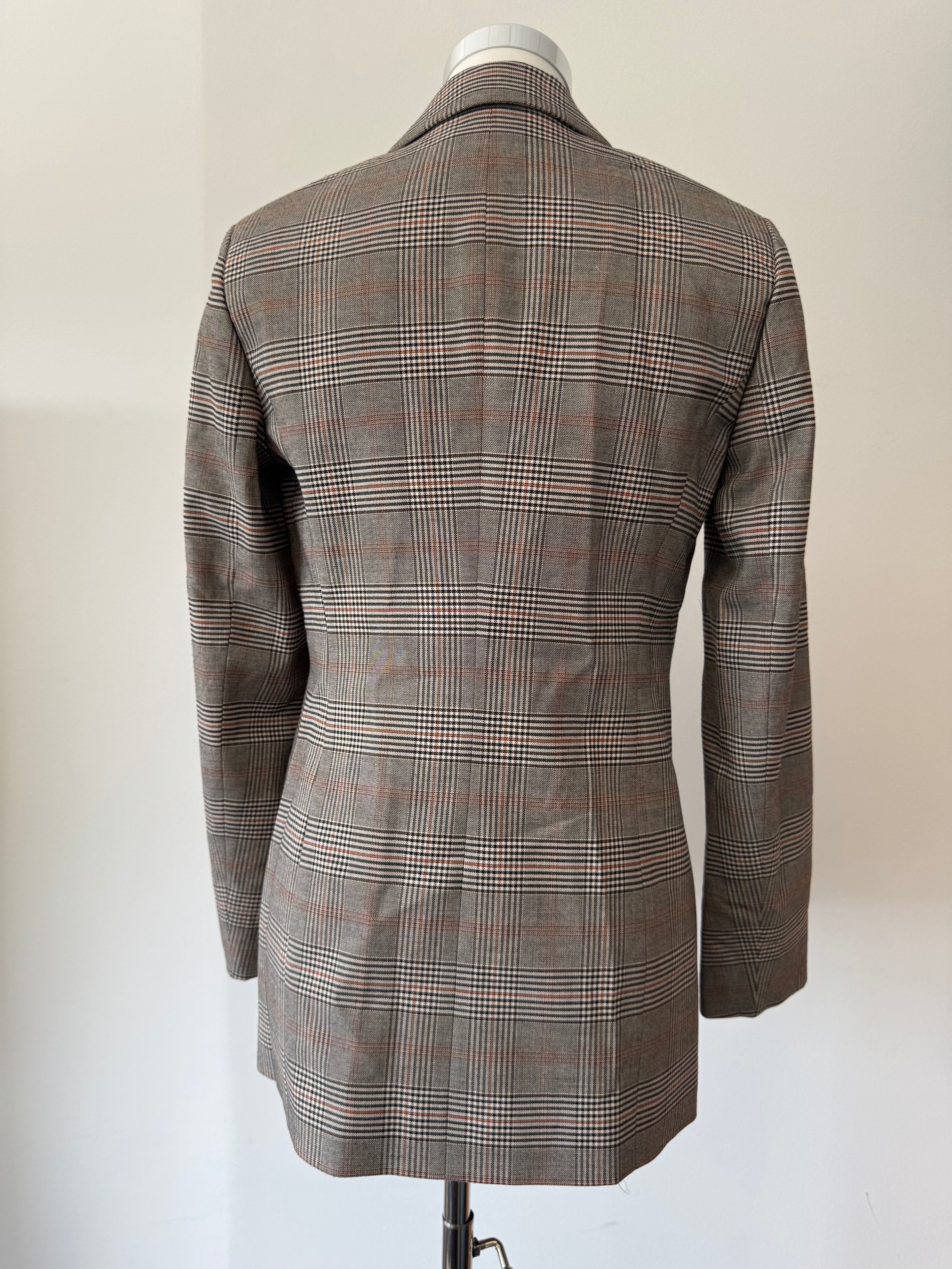Bar III Glen Plaid Doppelreihiger Blazer Braun Check Gr. S – Wie Neu