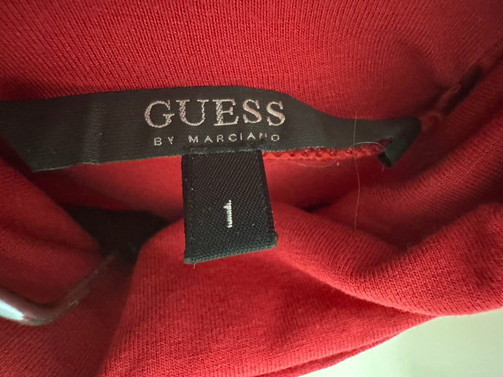 GUESS Rollkragenpullover rot, Viskosemix, Gr. unbekannt, Zustand: Mangelhaft
