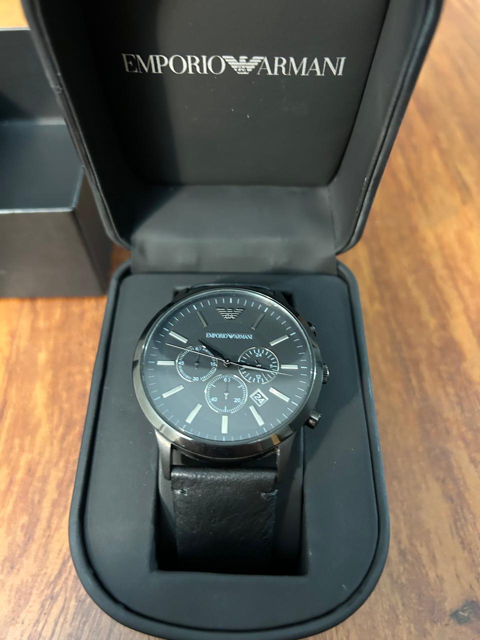 Emporio Armani Chronograph AR2461 – Schwarz | Lederarmband | Guter Zustand