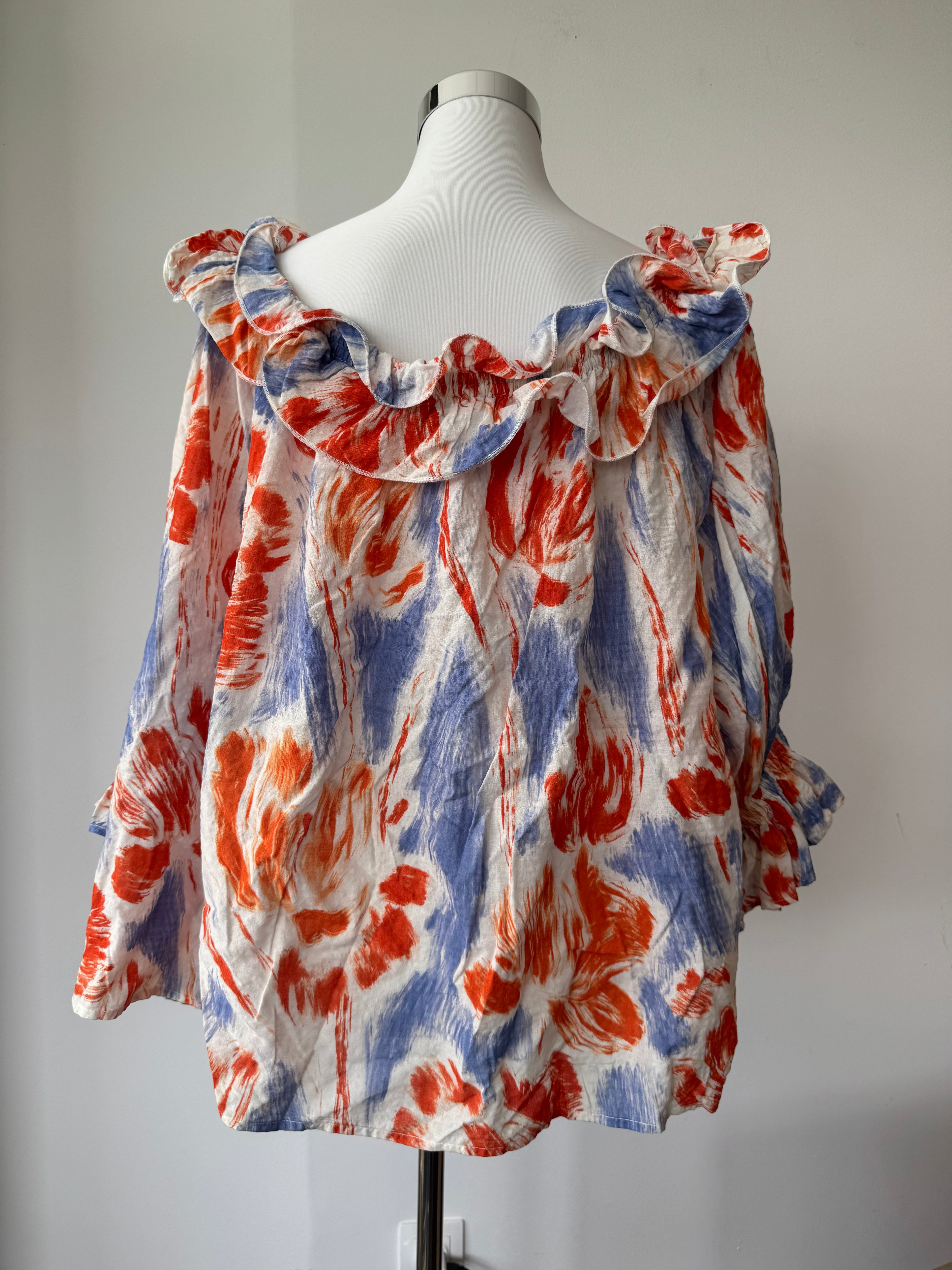 Essentiel Antwerp Kleid – Baumwollmix, Indigo/Orange, Gr. M, Guter Zustand