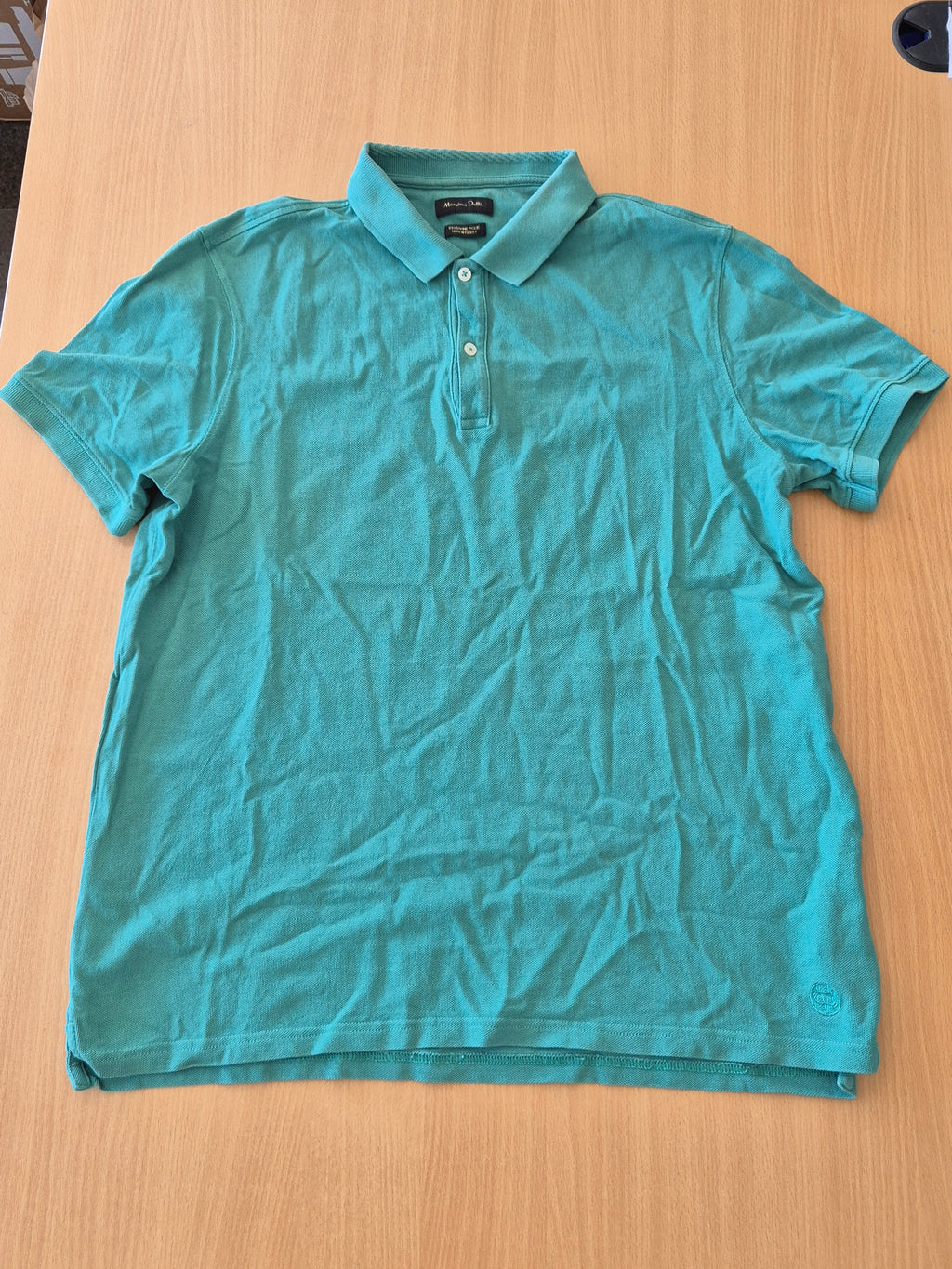 Massimo Dutti Herren Polo, Grün, XL, Extrafeines Piqué Baumwolle, Guter Zustand
