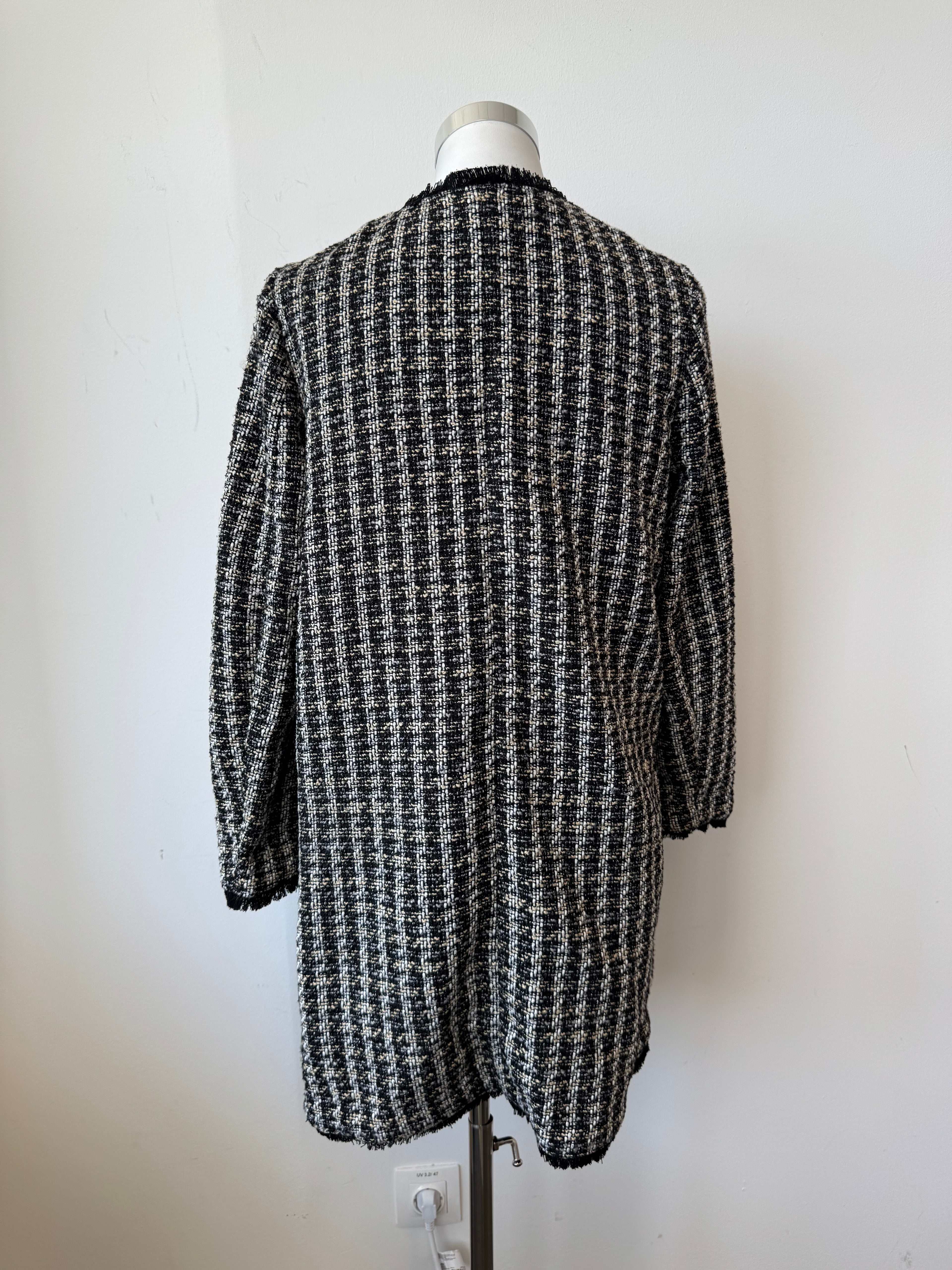 Zara Tweed Mantel, EU 40, Schwarz-Weiß, sehr guter Zustand