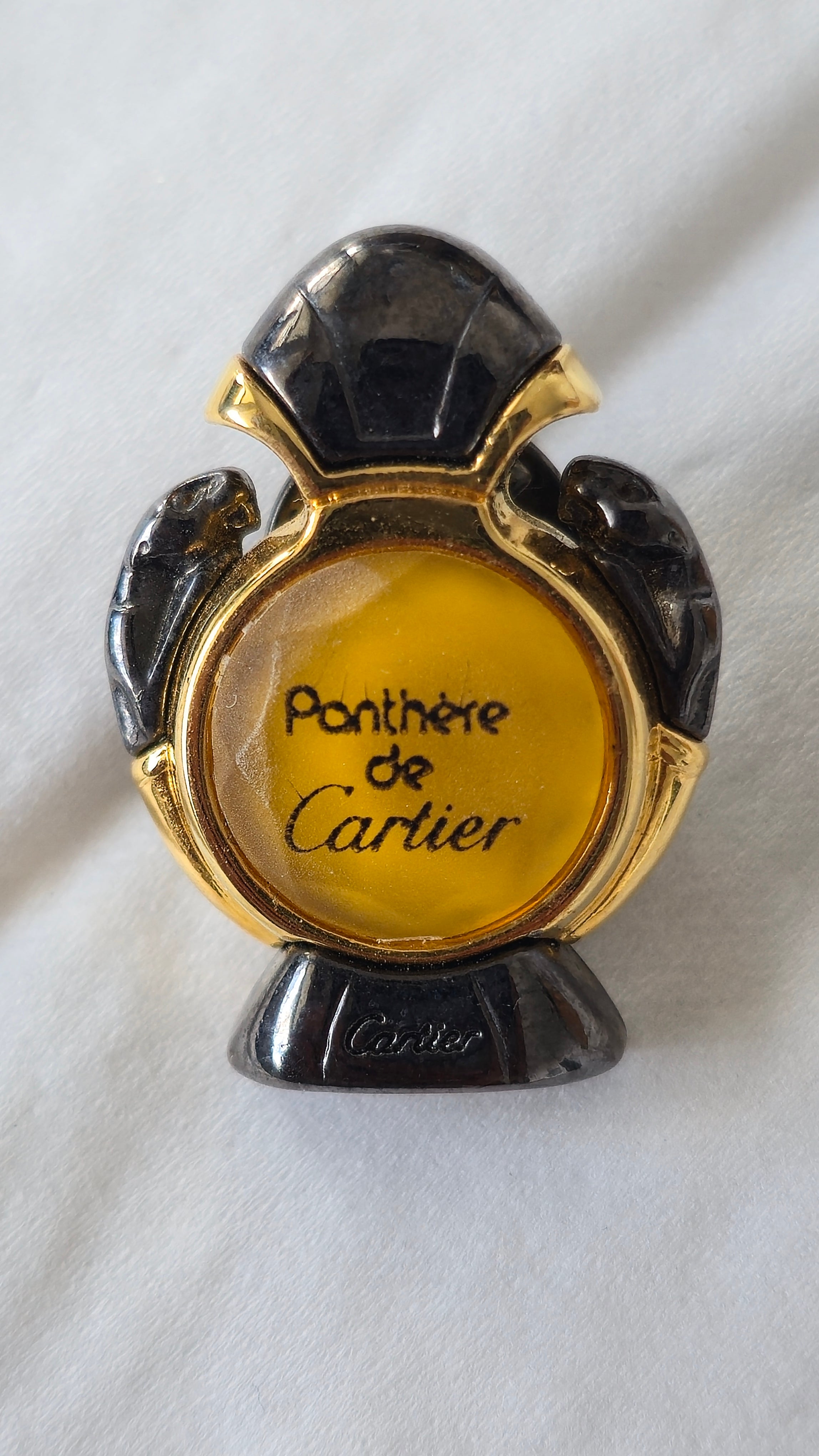 Seltene Cartier Panthère Parfümflakon Anstecknadel Gold/Emaille Sehr Gut