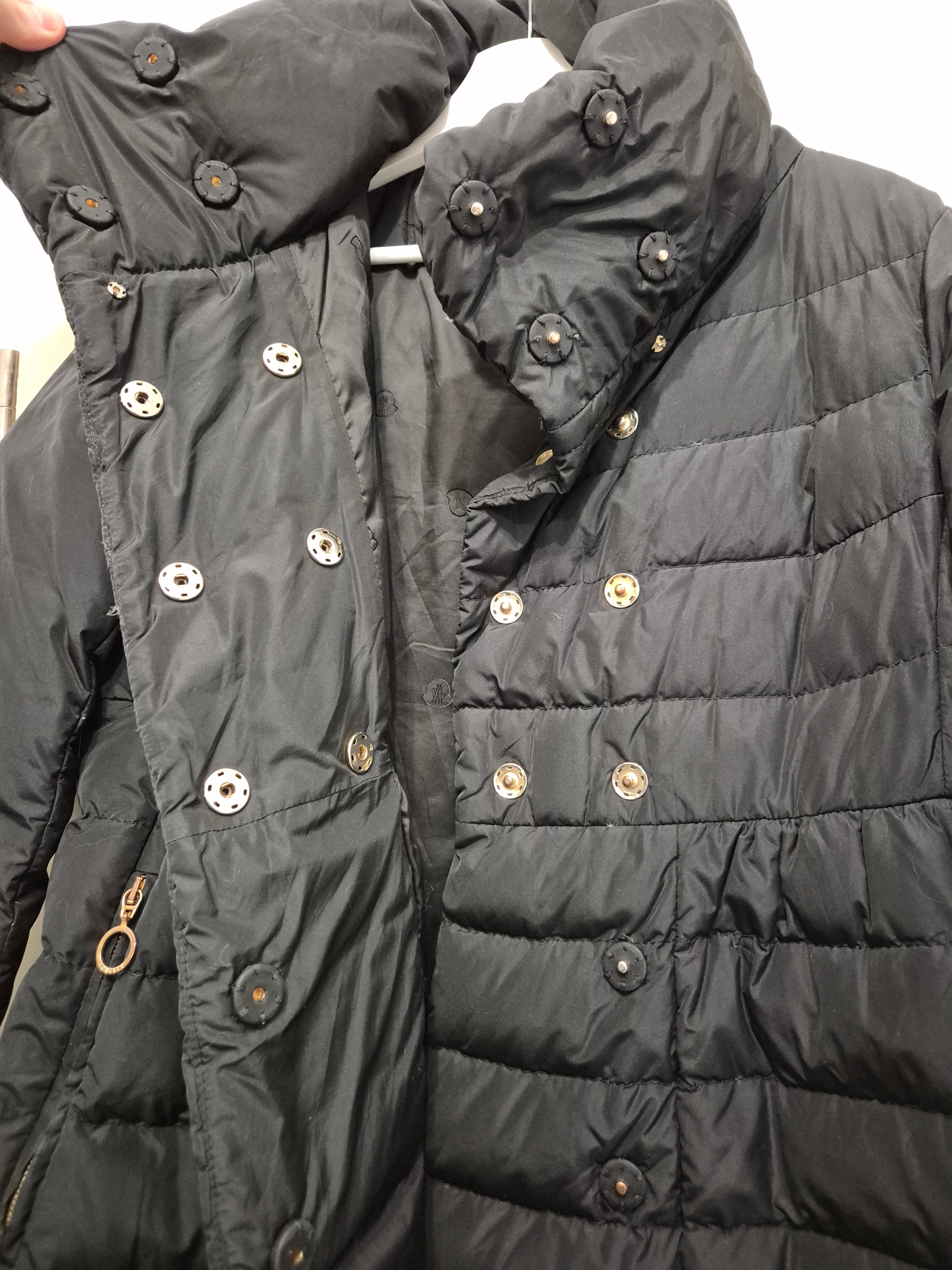 Moncler Flammette Down Coat – Black, Size M, Good Condition