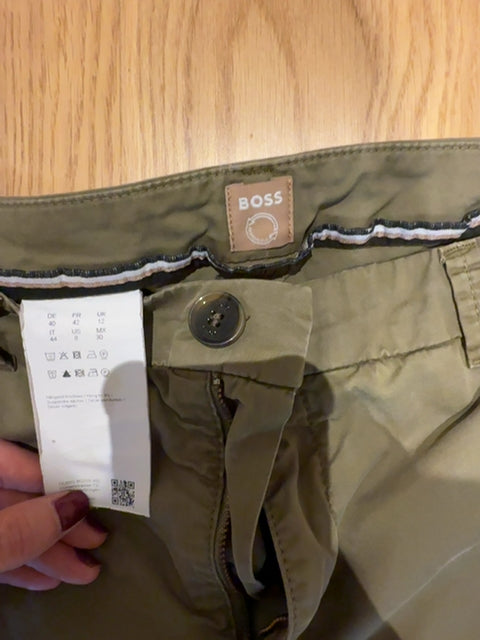Hugo Boss Women’s Chino Trousers | Olive Green | EU 40 | Cotton | Normal Use