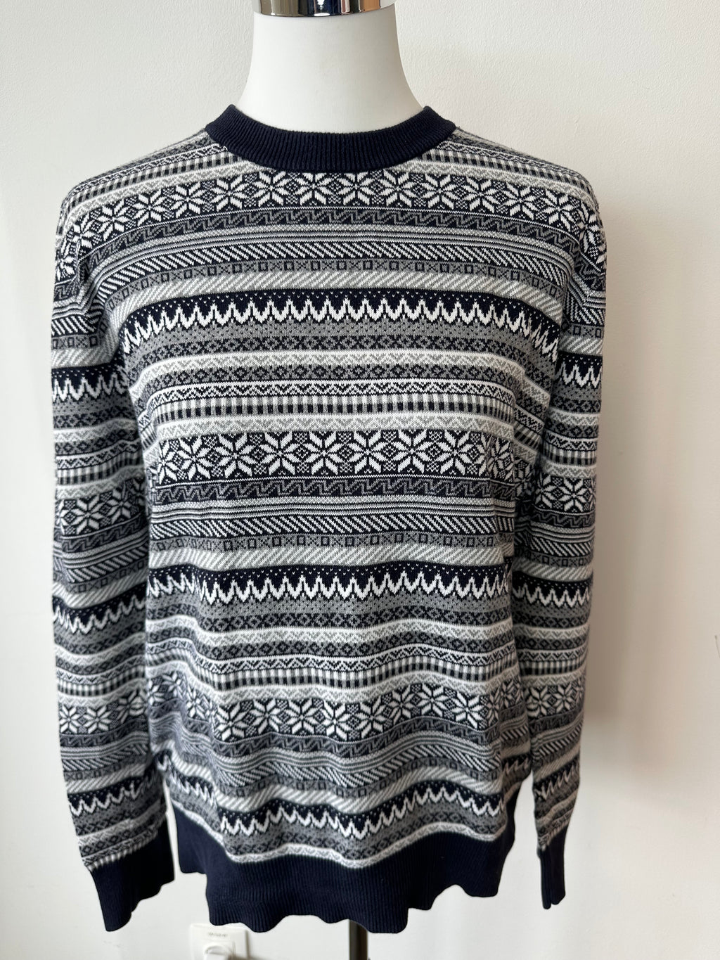 Burton Menswear London Nordic Pullover – Navy/Offwhite, Größe M, Sehr Gut