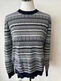 Burton Menswear London Nordic Pullover – Navy/Offwhite, Größe M, Sehr Gut