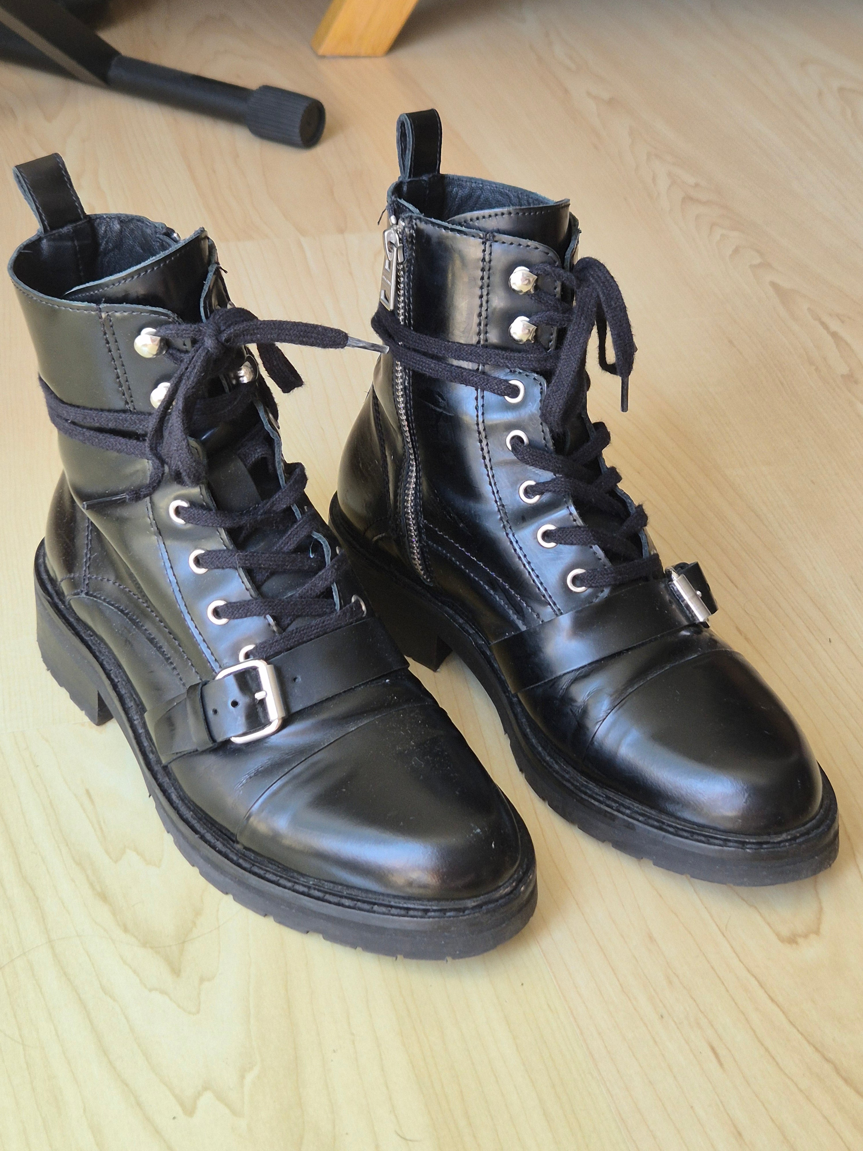 AllSaints Donita Leder Combat Boots | EU 39 | Schwarz | Sehr guter Zustand