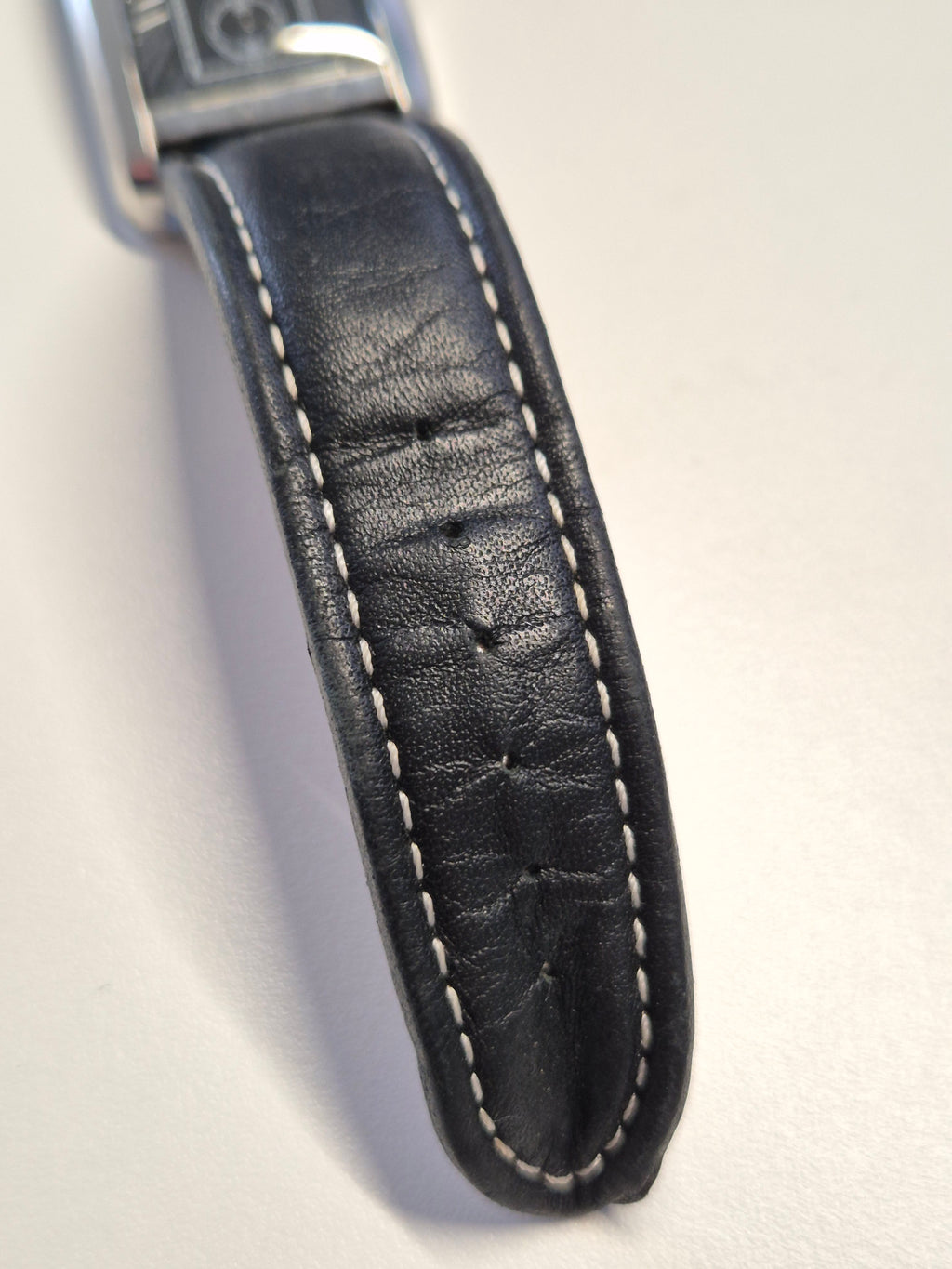 Emporio Armani AR0143 Men’s Rectangular Stainless Steel Watch Black Leather Strap