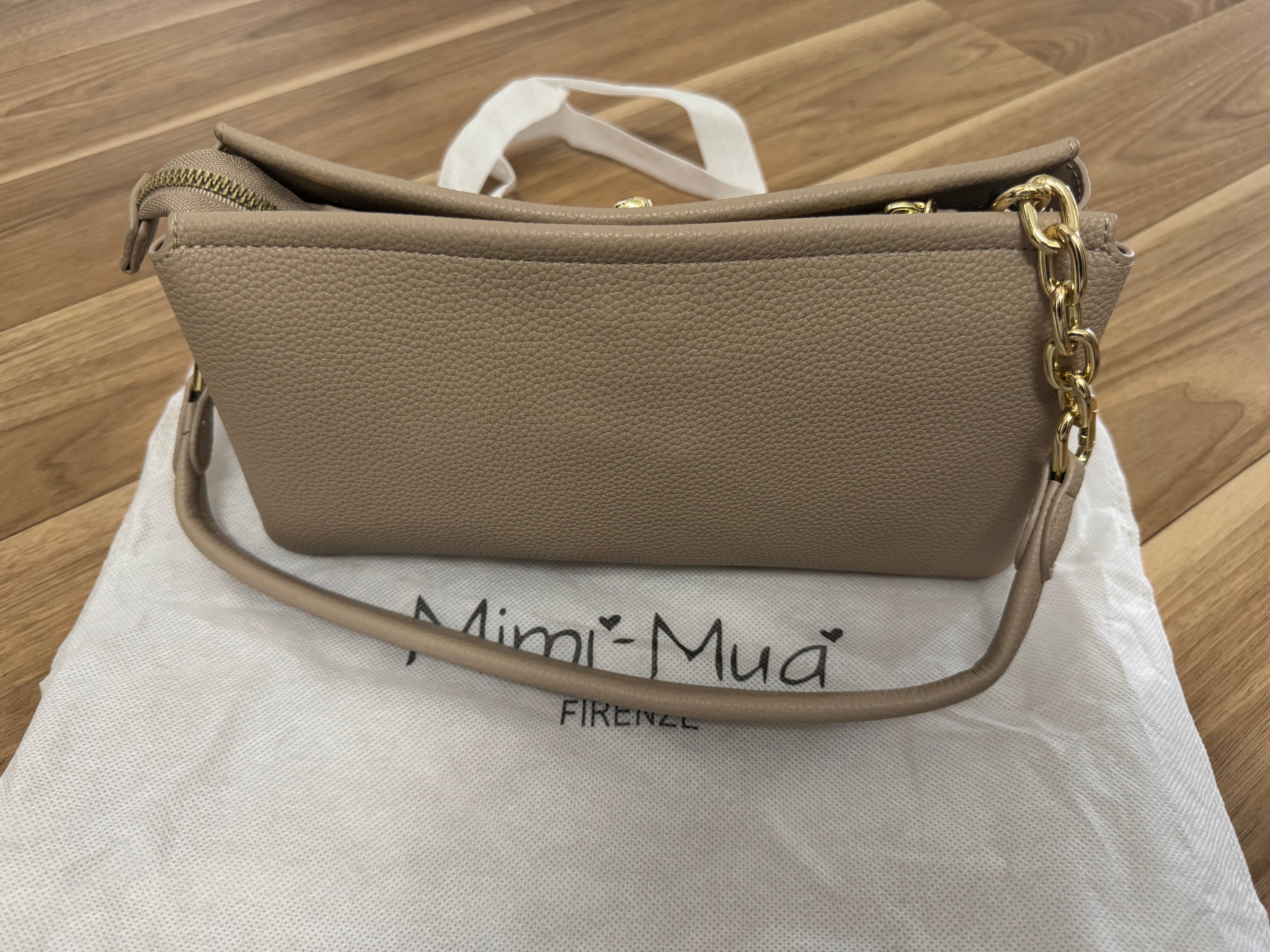 Mimi-Muà Schulter-/Umhängetasche, Leder, Taupe, Medium, wie neu