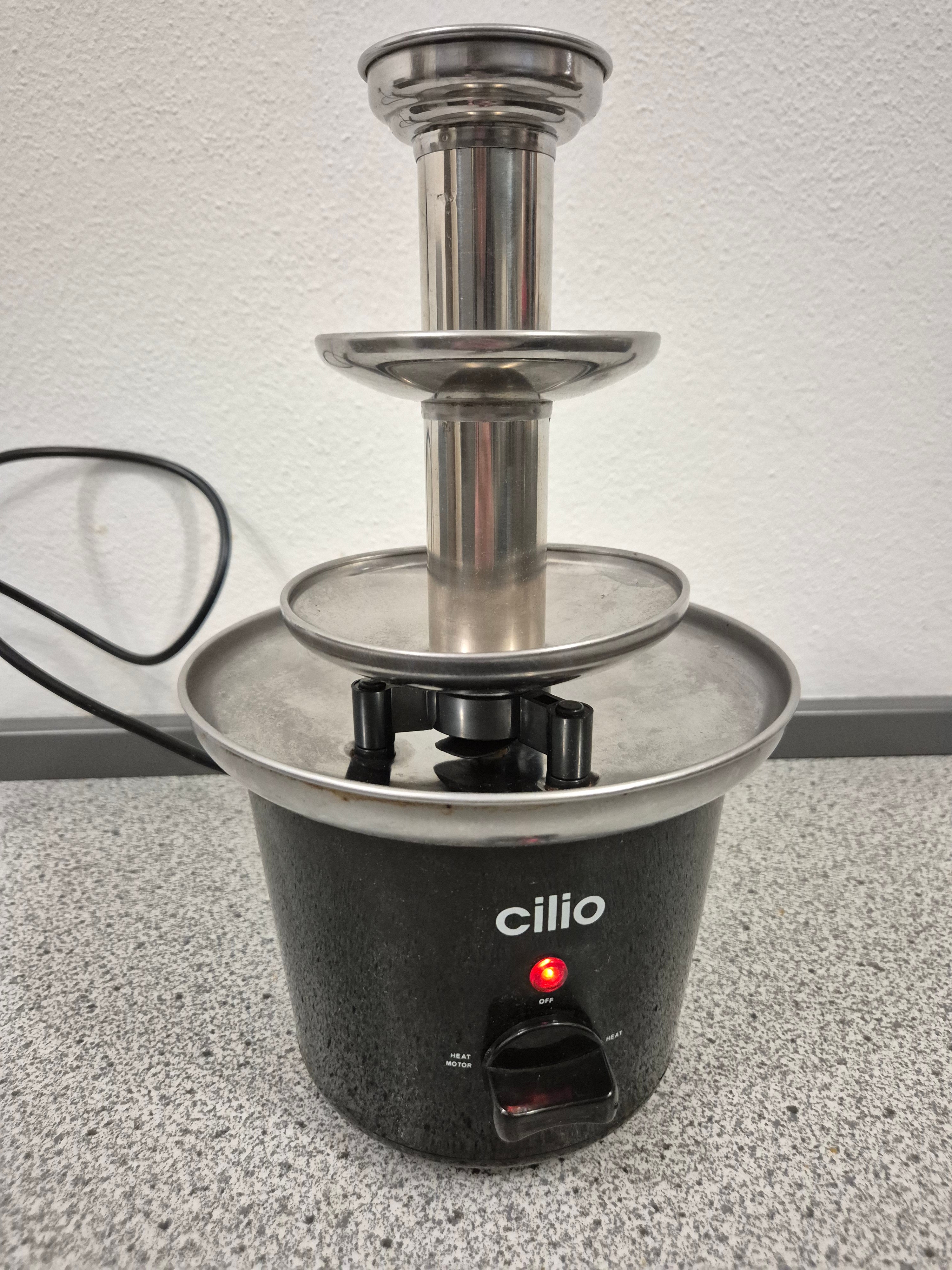 Cilio Schokobrunnen C.38.07 Mini, 3-stufig, 85W, Schwarz/Edelstahl, Gut