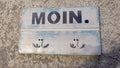 Maritime “MOIN.” Driftwood Wall Plaque, 2 Hooks, White/Blue, Small, Very Good