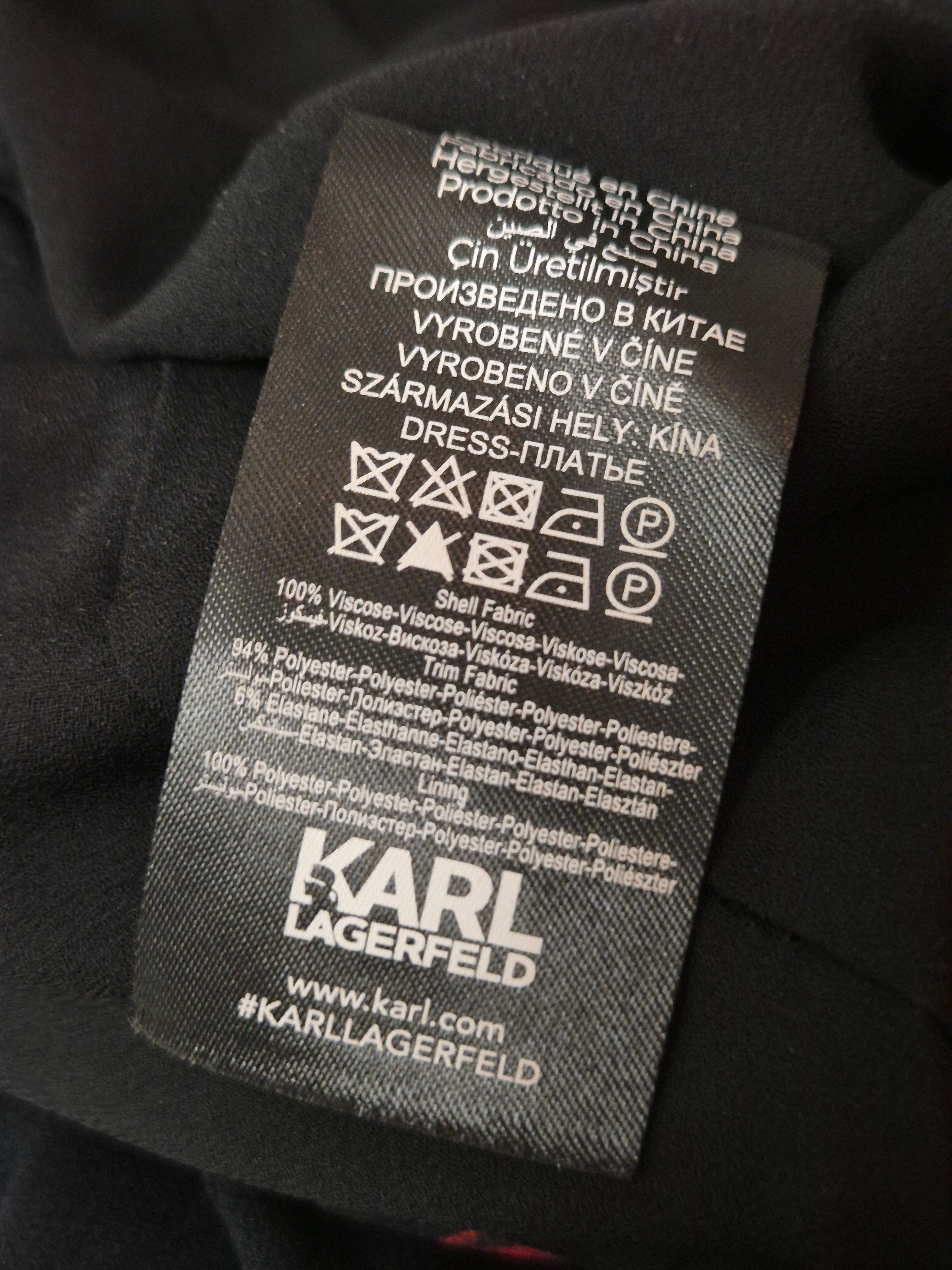 Karl Lagerfeld Plissiertes Blumen Maxikleid, XS (IT 38/FR 34), Schwarz/Rot, Sehr Gut