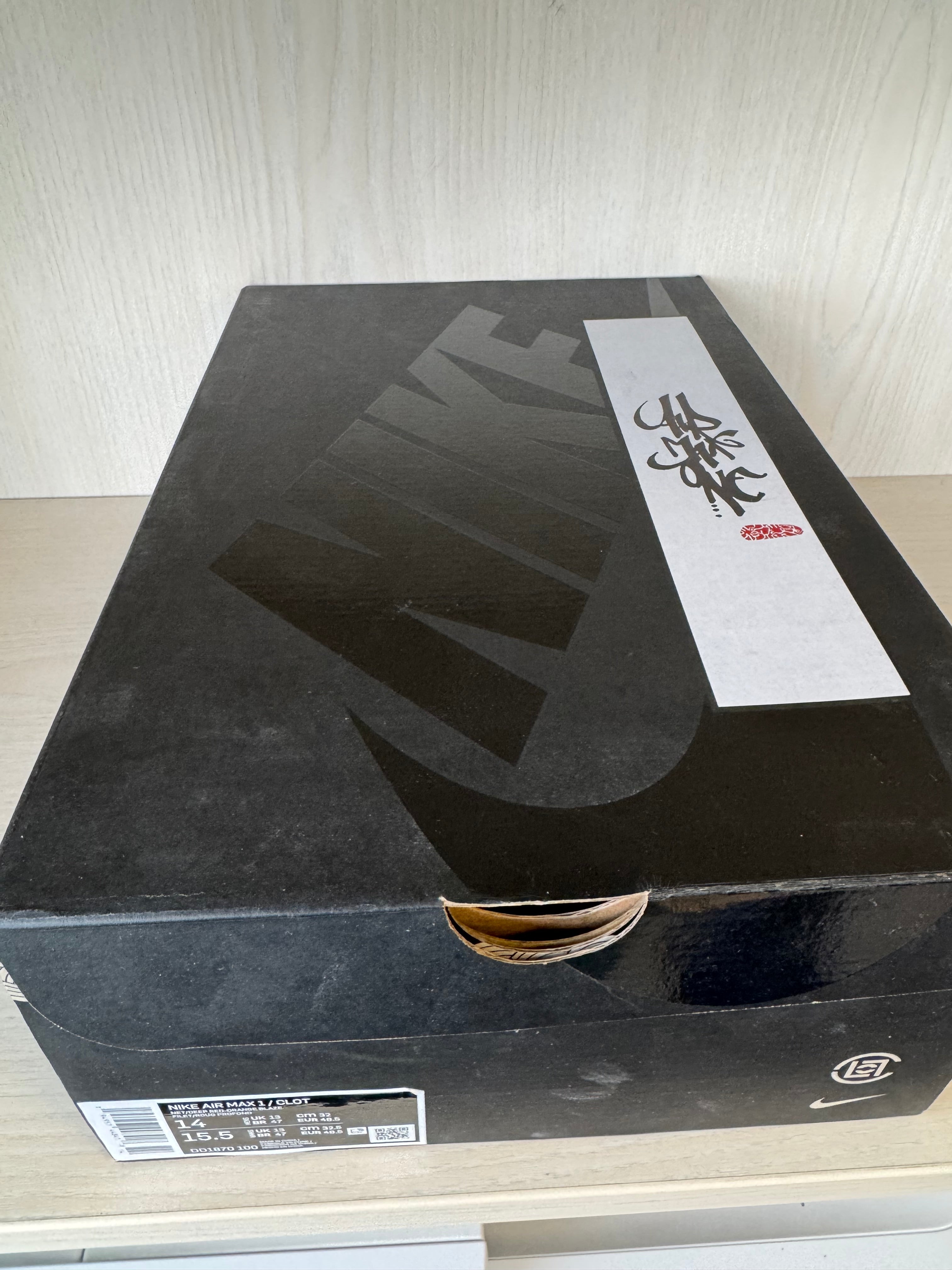 Nike Air Max 1 x CLOT Kiss of Death EU 48.5 Beige/Rot Wie Neu m. OVP