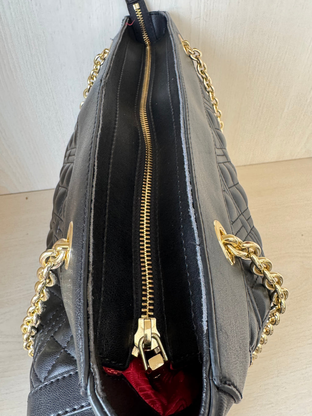Love Moschino Diamond Quilt Shopper, Medium, Black, PU Leather, Like New