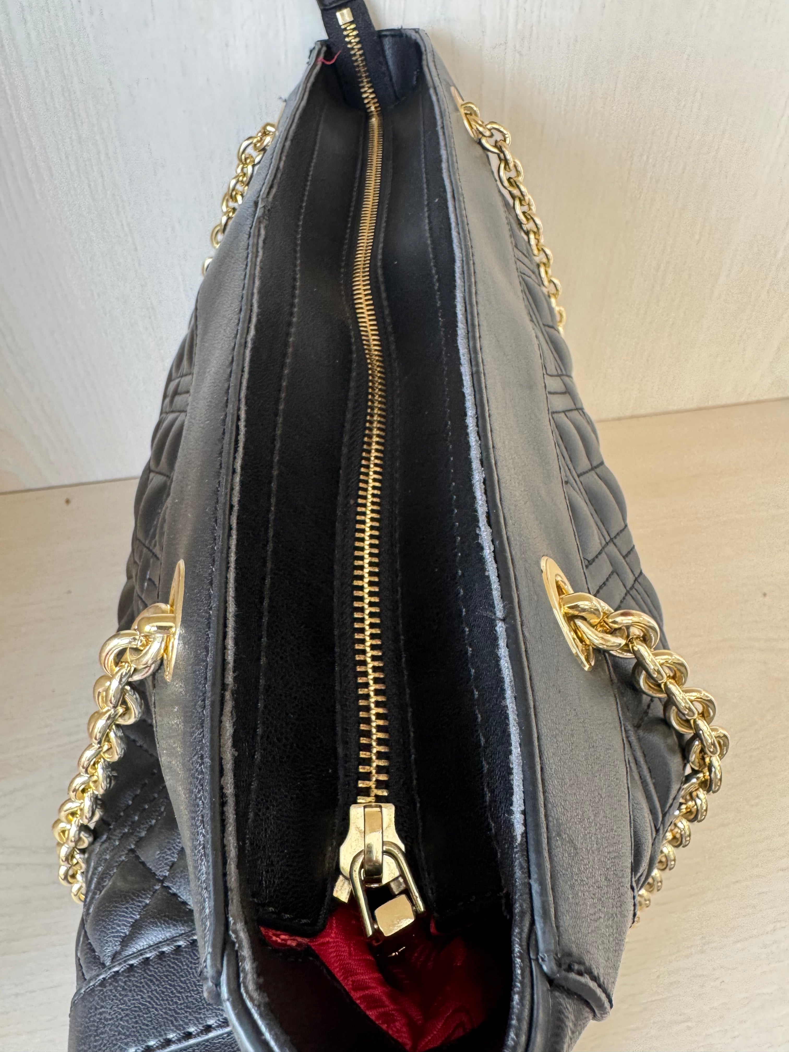 Love Moschino Diamond Quilt Shopper, Medium, Black, PU Leather, Like New