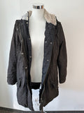 Maison Scotch Wolljacke mit Lederdetails – Schwarz, Gr. 38/M, guter Zustand