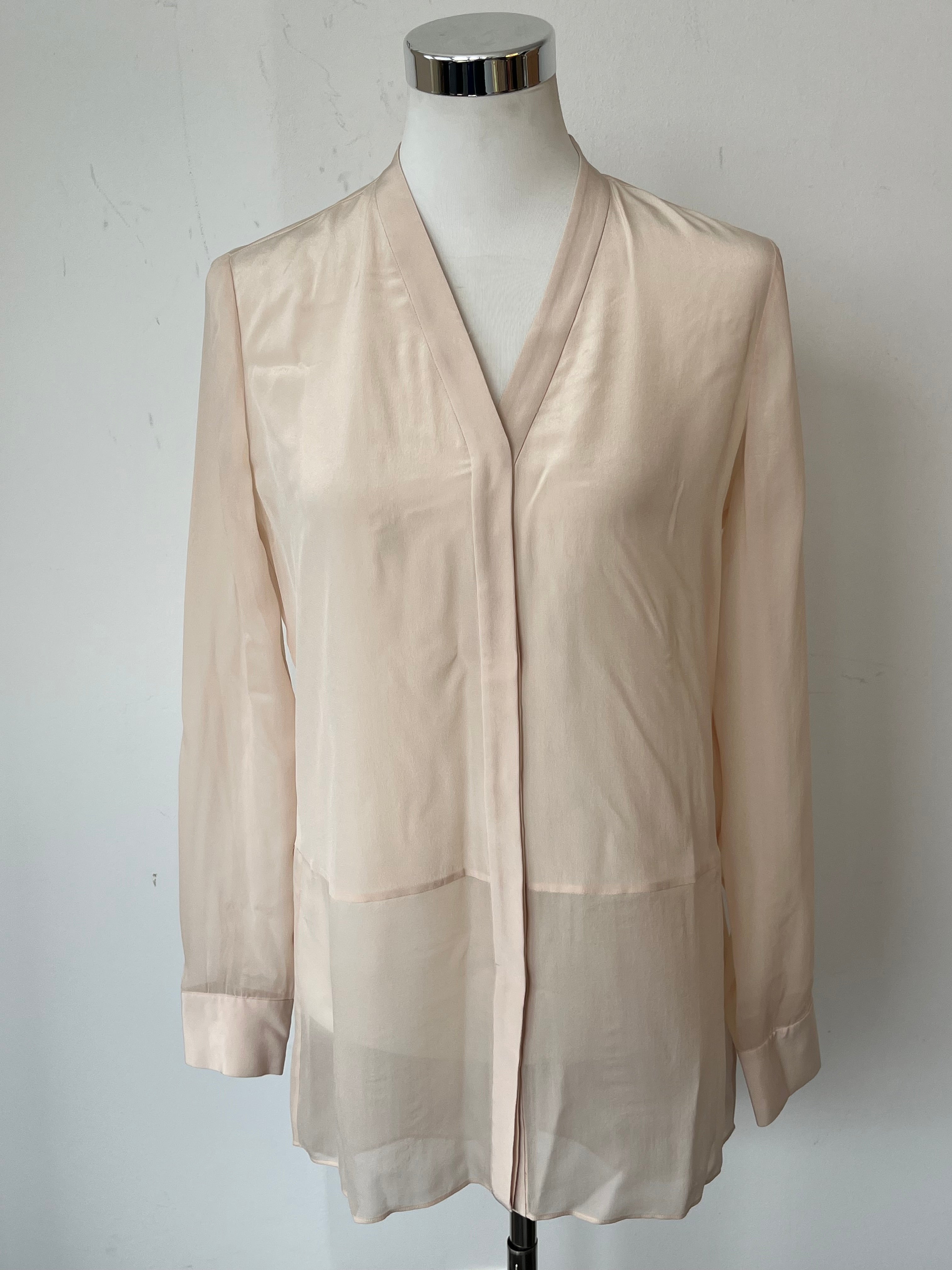 Massimo Dutti Classic V-Neck Blouse Ivory EU 38 Very Good Condition