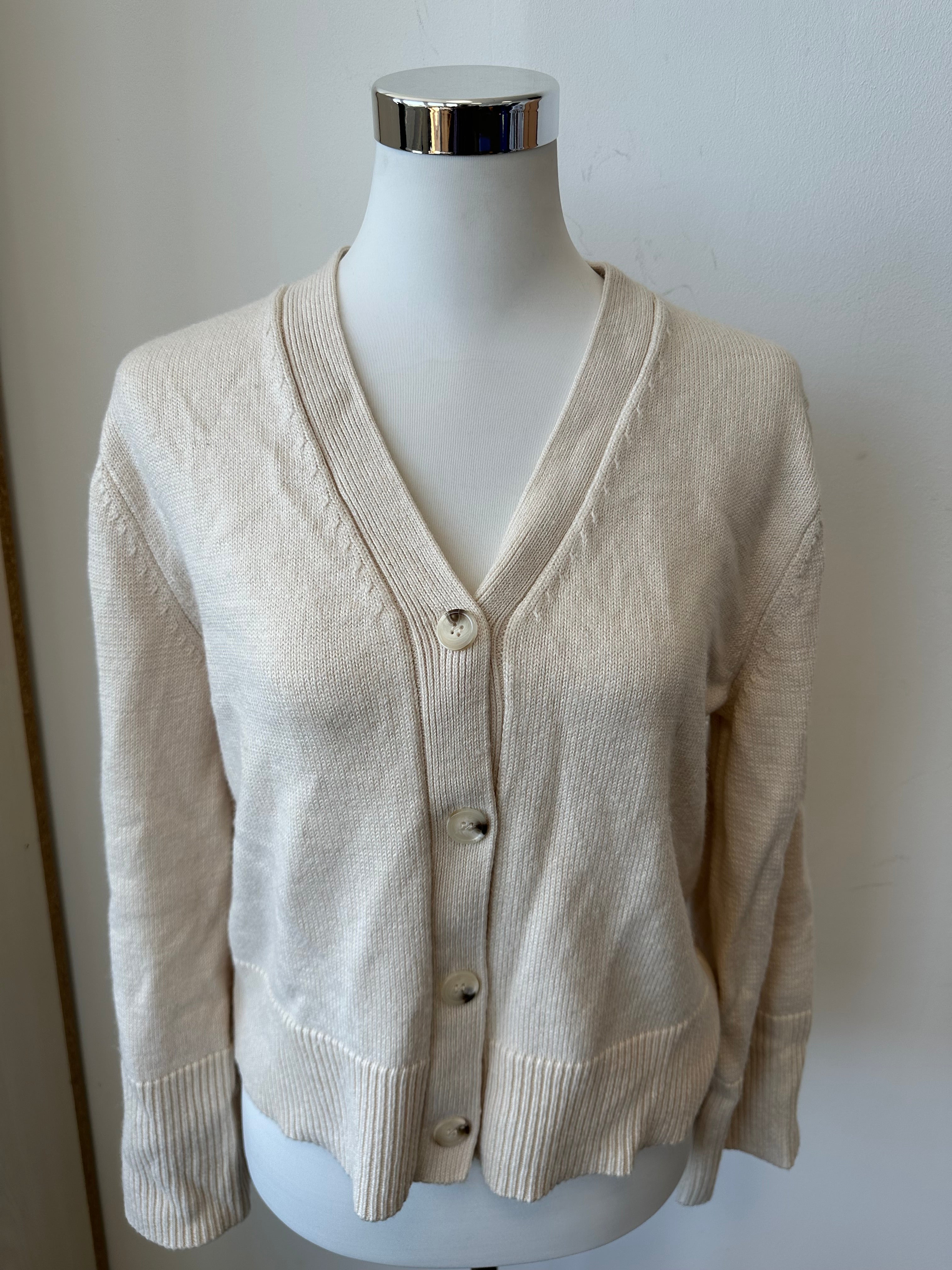 Neo Noir V-Neck Cardigan, Chalk White, Size 40, Very Good Condition