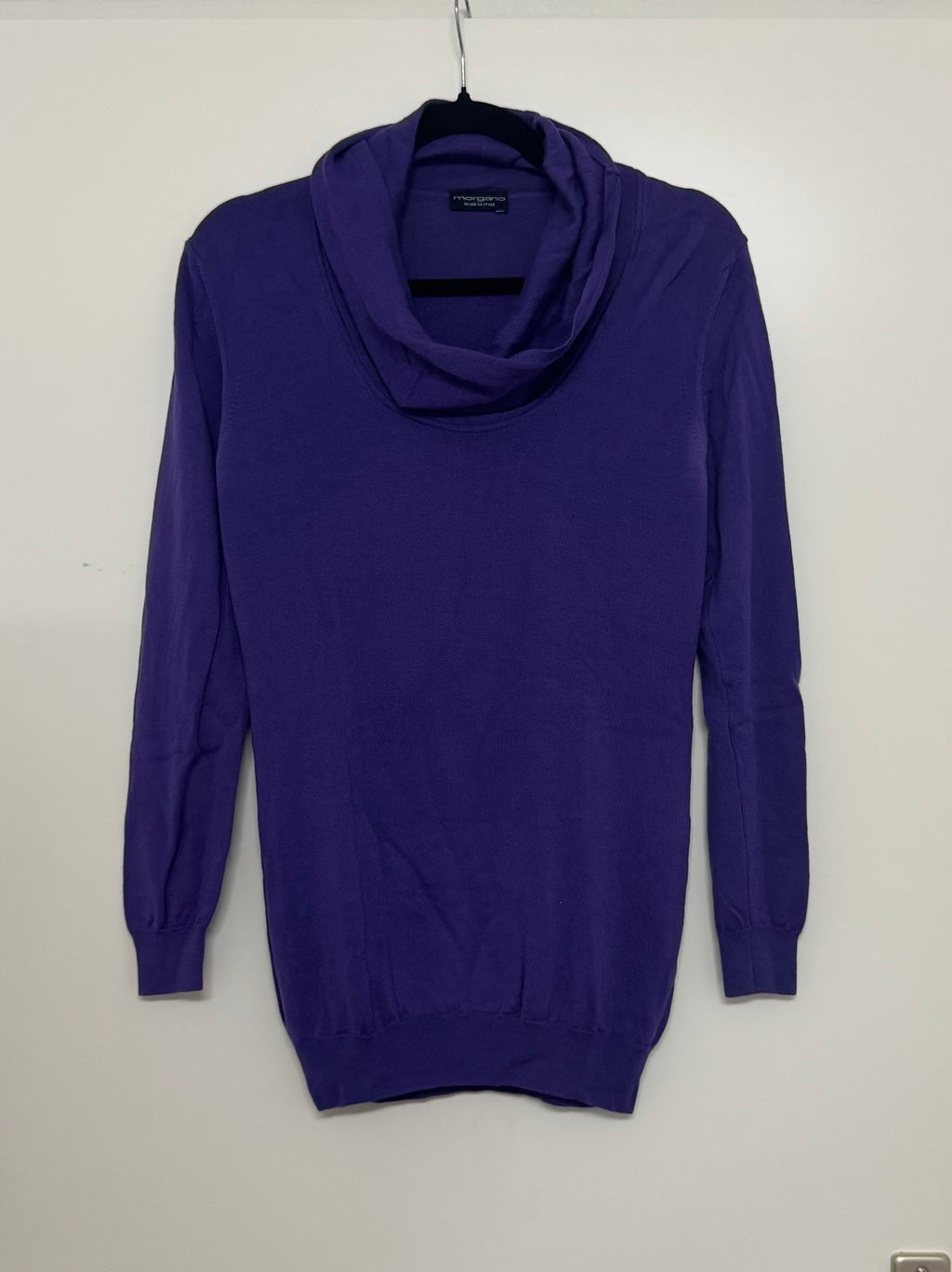 Morgano Damen Cowl Neck Pullover – 100% Schurwolle – Lila – Made in Italy