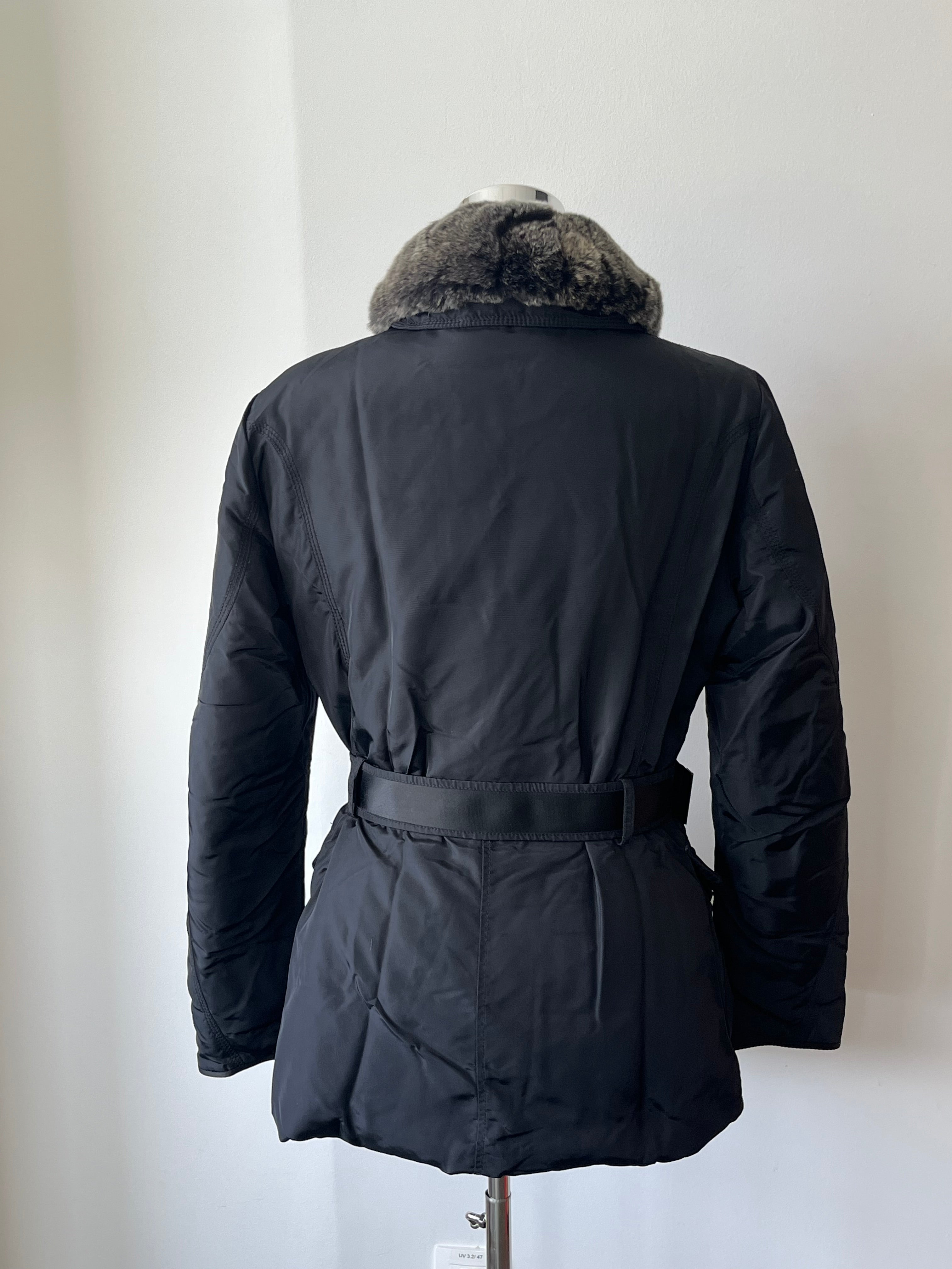 Peuterey Winter Jacket Black 48 Belt Faux Fur Collar Like New 722PTY02