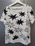 Margittes Star Print Oversize Sweatshirt 44 Weiß/Schwarz, guter Zustand