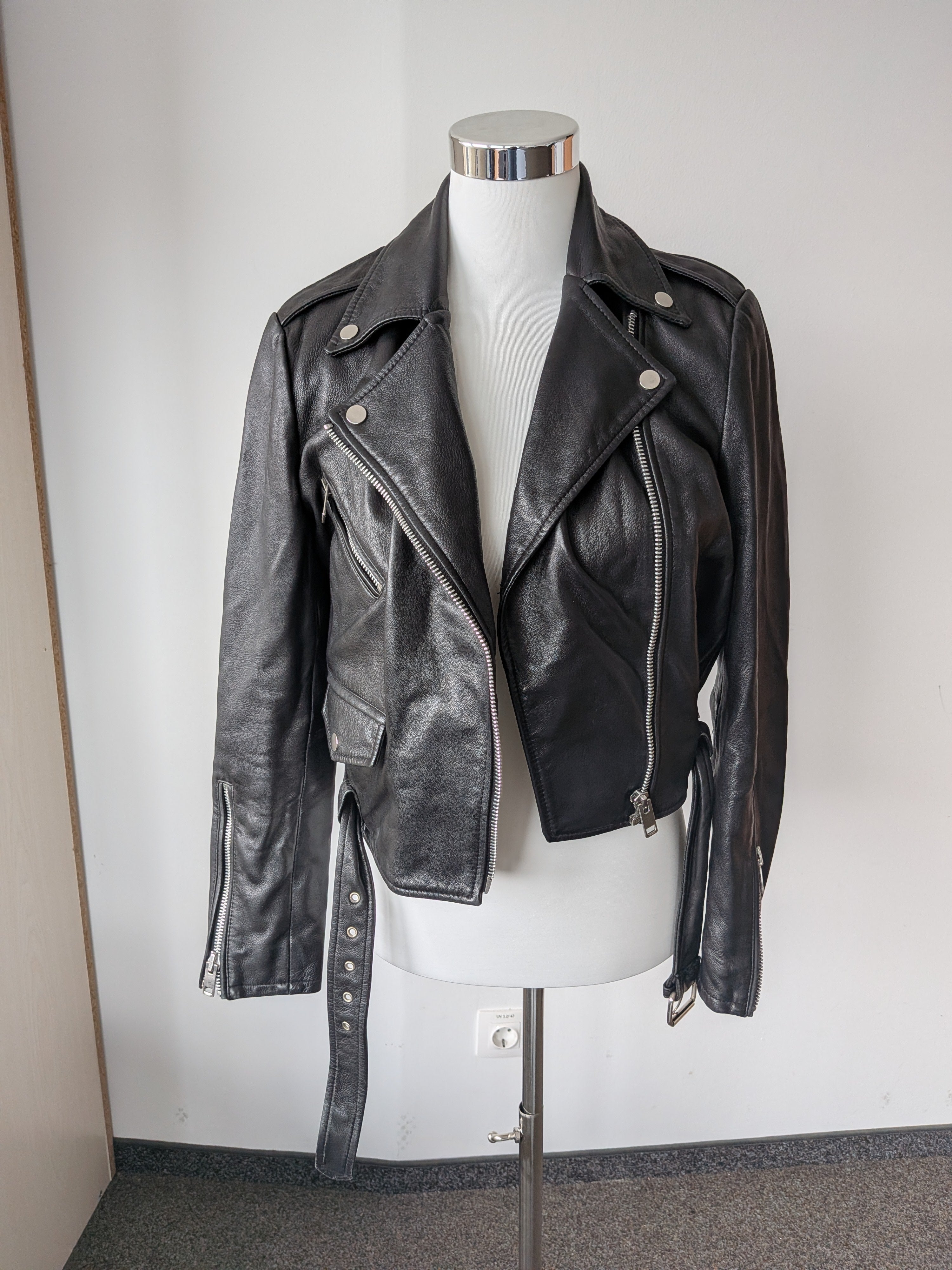 Walter Baker 100% Lammleder Moto Jacke Schwarz Gr. S – Guter Zustand