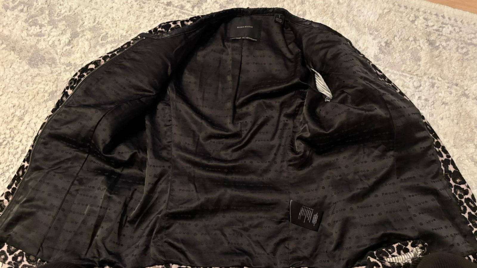 Maison Scotch Leopard Bomber Jacket, Size S, Leopard Print, Normal Use