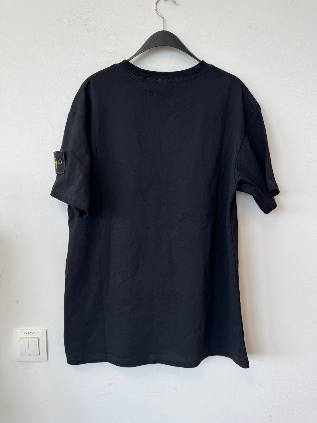Stone Island Compass-Patch T-Shirt Schwarz M Baumwolle Neu mit Etikett