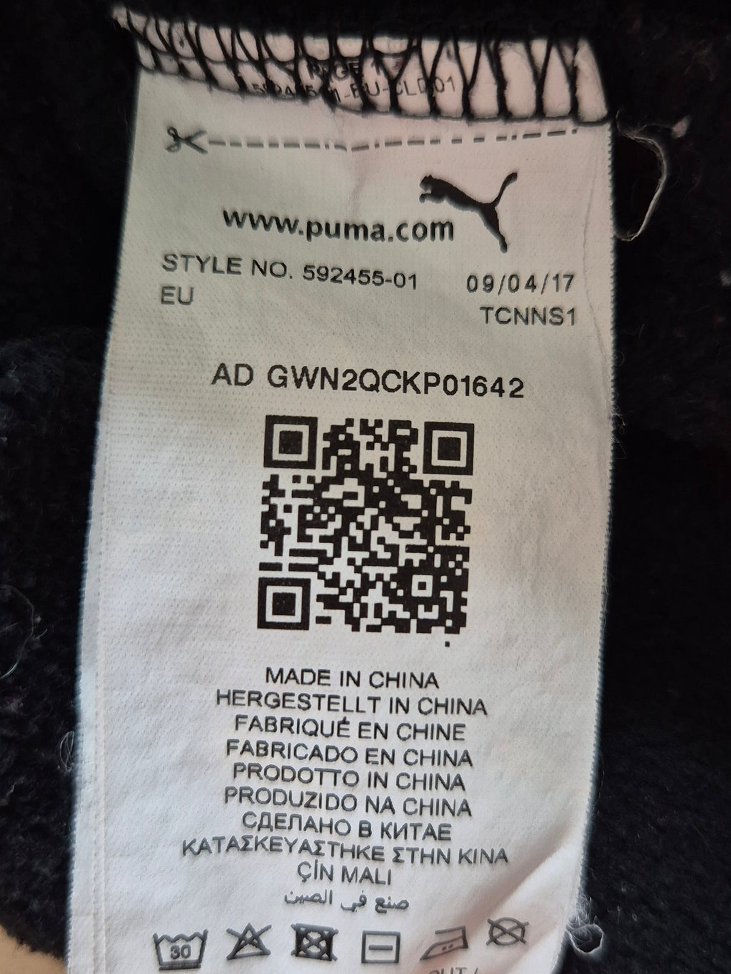 PUMA Power Full-Zip Hoodie – Schwarz/Weiß, Größe M, Gebraucht