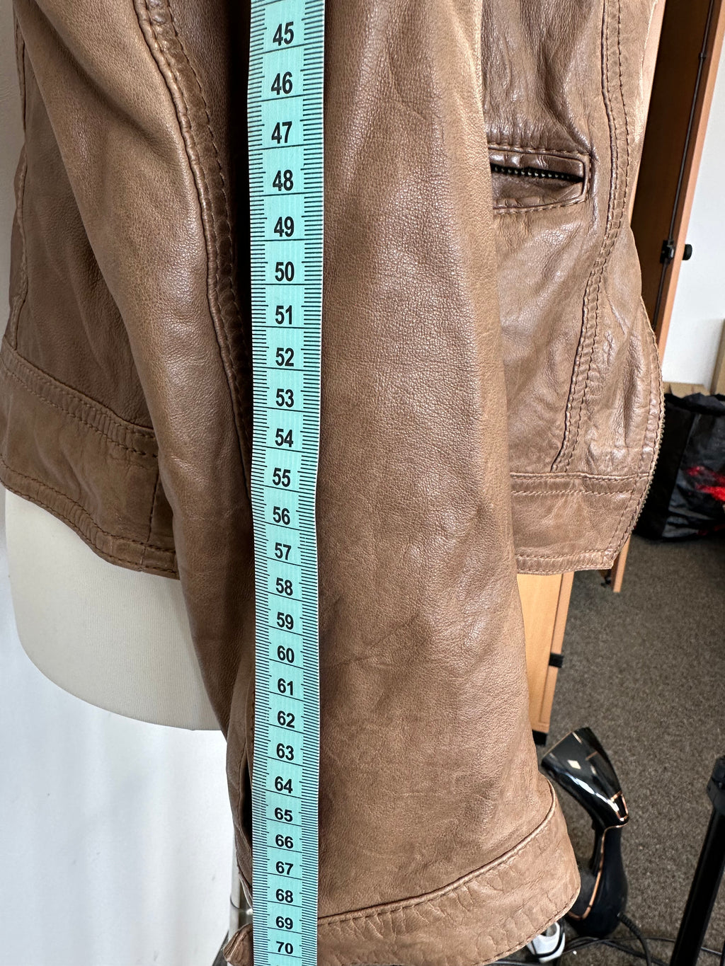 Massimo Dutti Lambskin Leather Jacket XS Brown – Very Good Condition