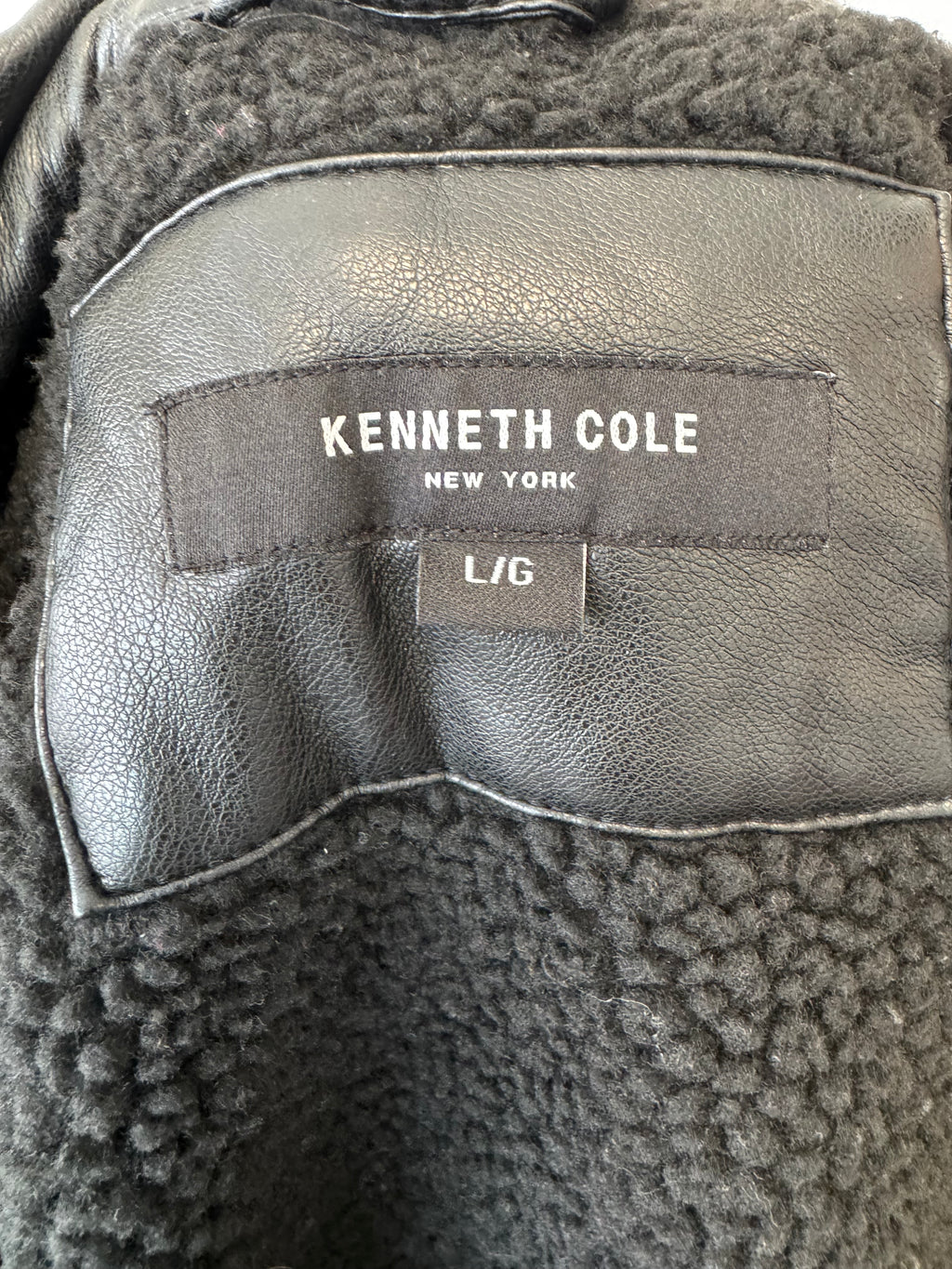 Kenneth Cole New York Kunstleder Shirtjacke, Gr. L, Schwarz, wie neu