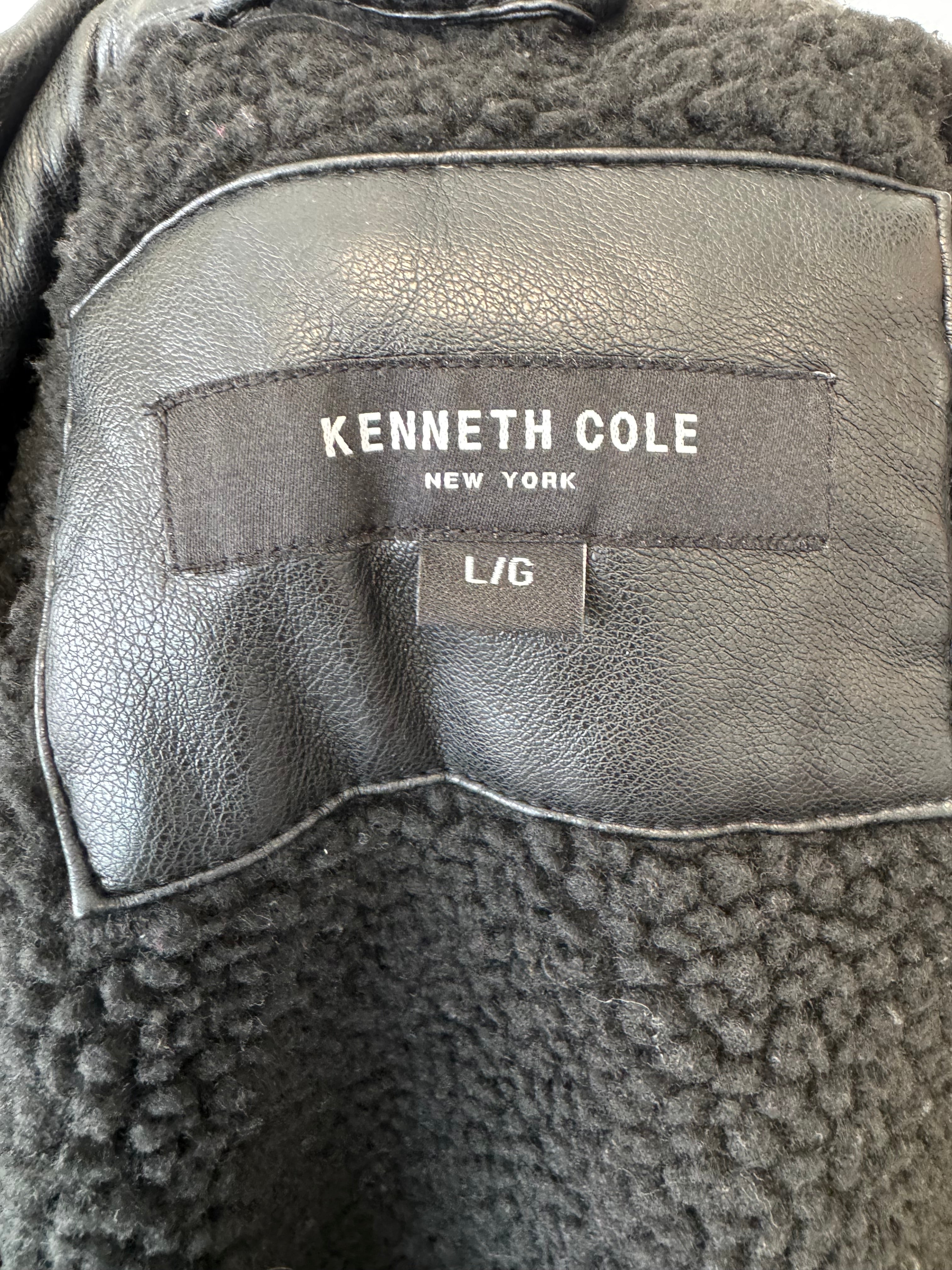 Kenneth Cole New York Kunstleder Shirtjacke, Gr. L, Schwarz, wie neu
