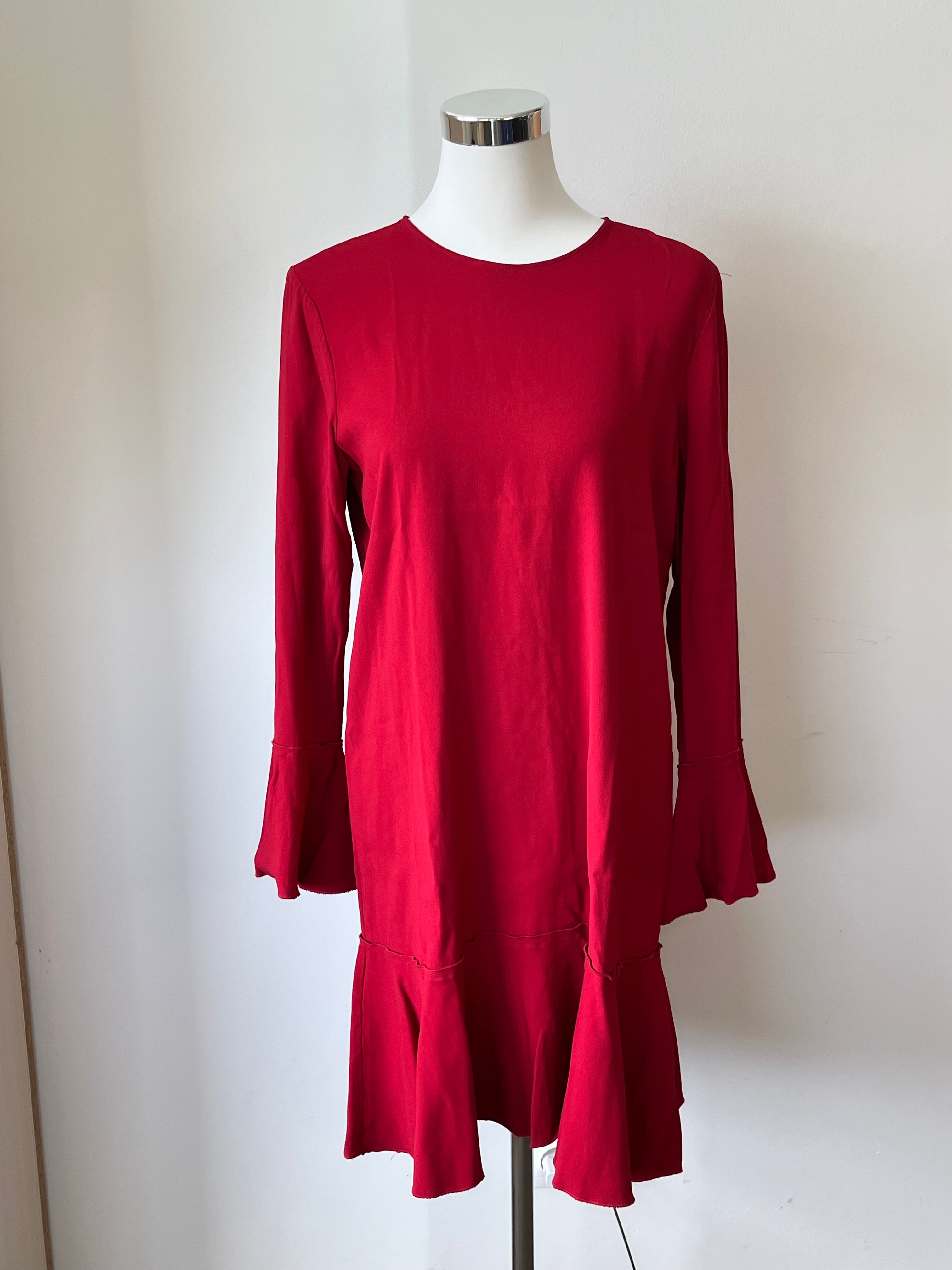 Theory Marah Bergen Shift Dress US 10 Red Viscose Very Good