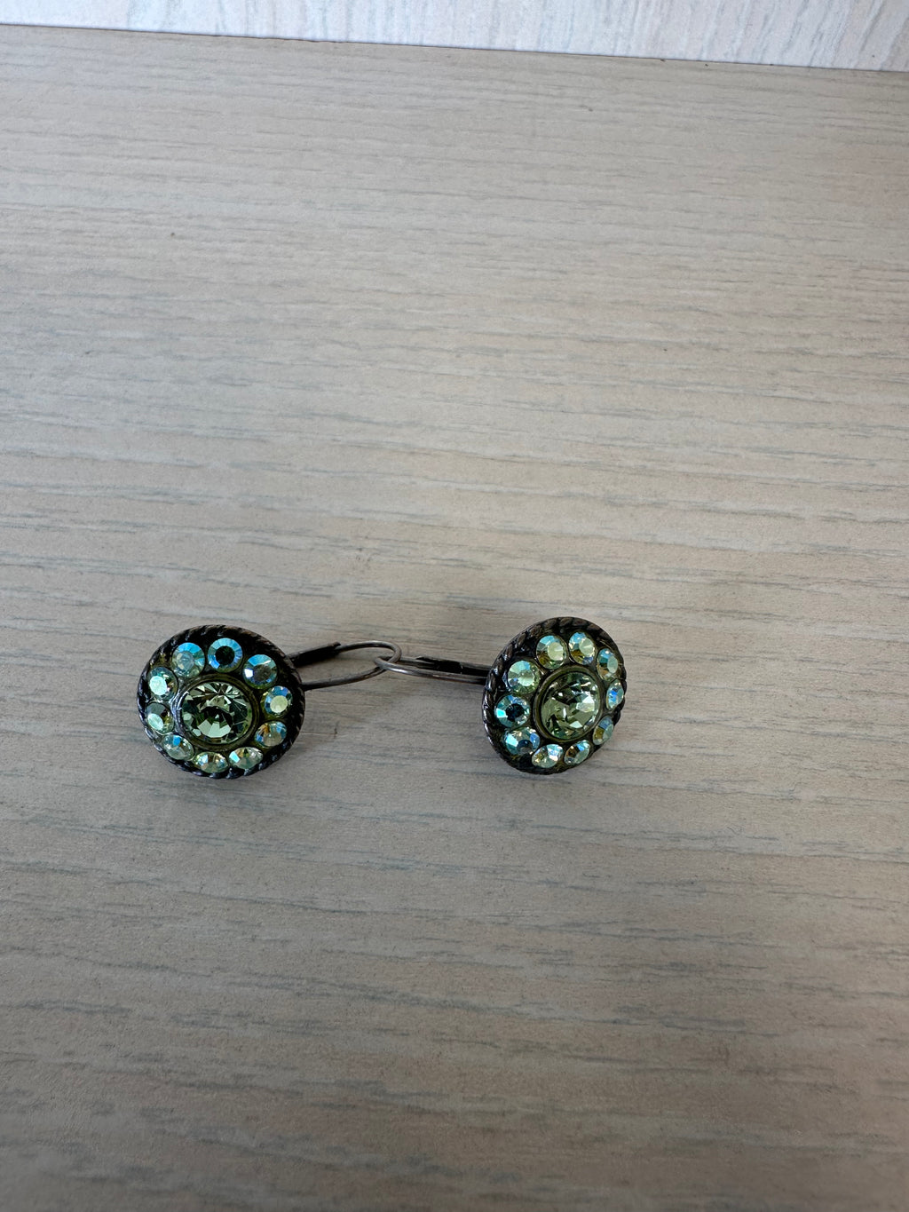 Vintage Rondelle Blossom Ohrringe, 2cm, Messing, Swarovski Kristalle, Sehr Gut