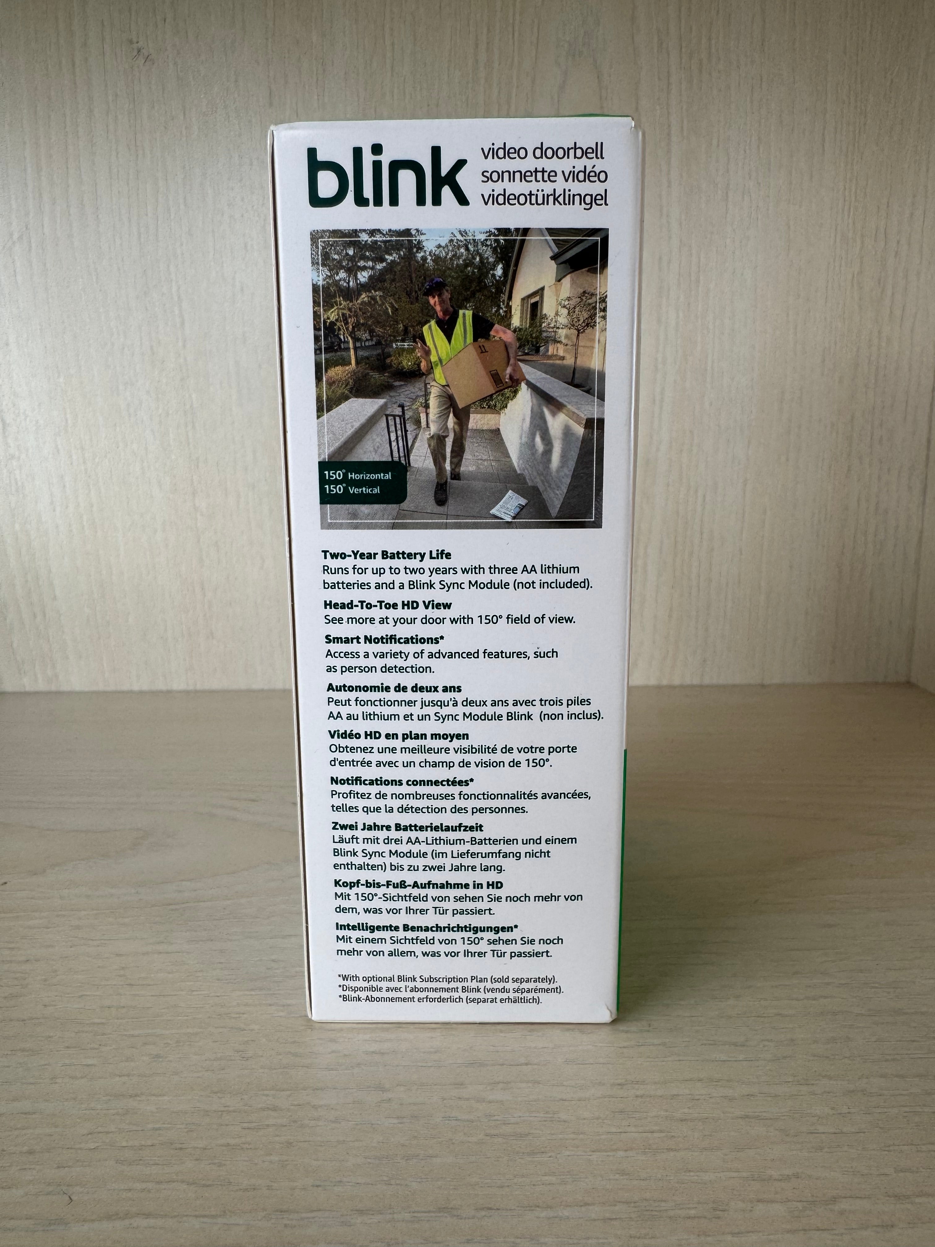 Blink Video Doorbell Black New/Sealed – Sync Module Not Included – Alexa Compatible