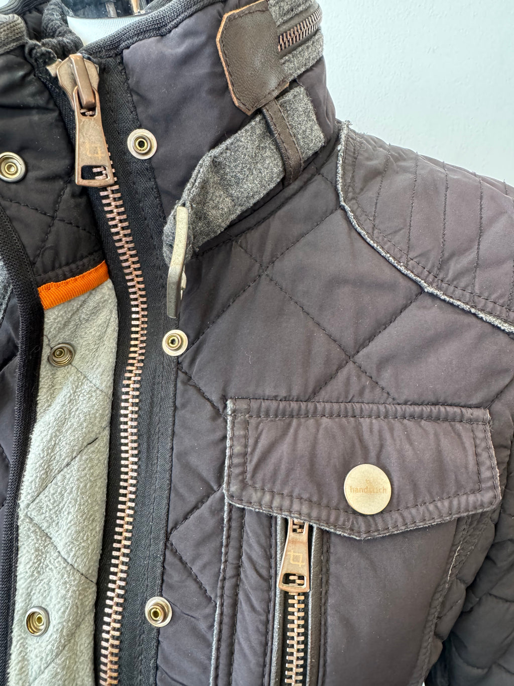 Handstich Quilted Hunting Jacket S (EU 36) Schwarz – Guter Zustand