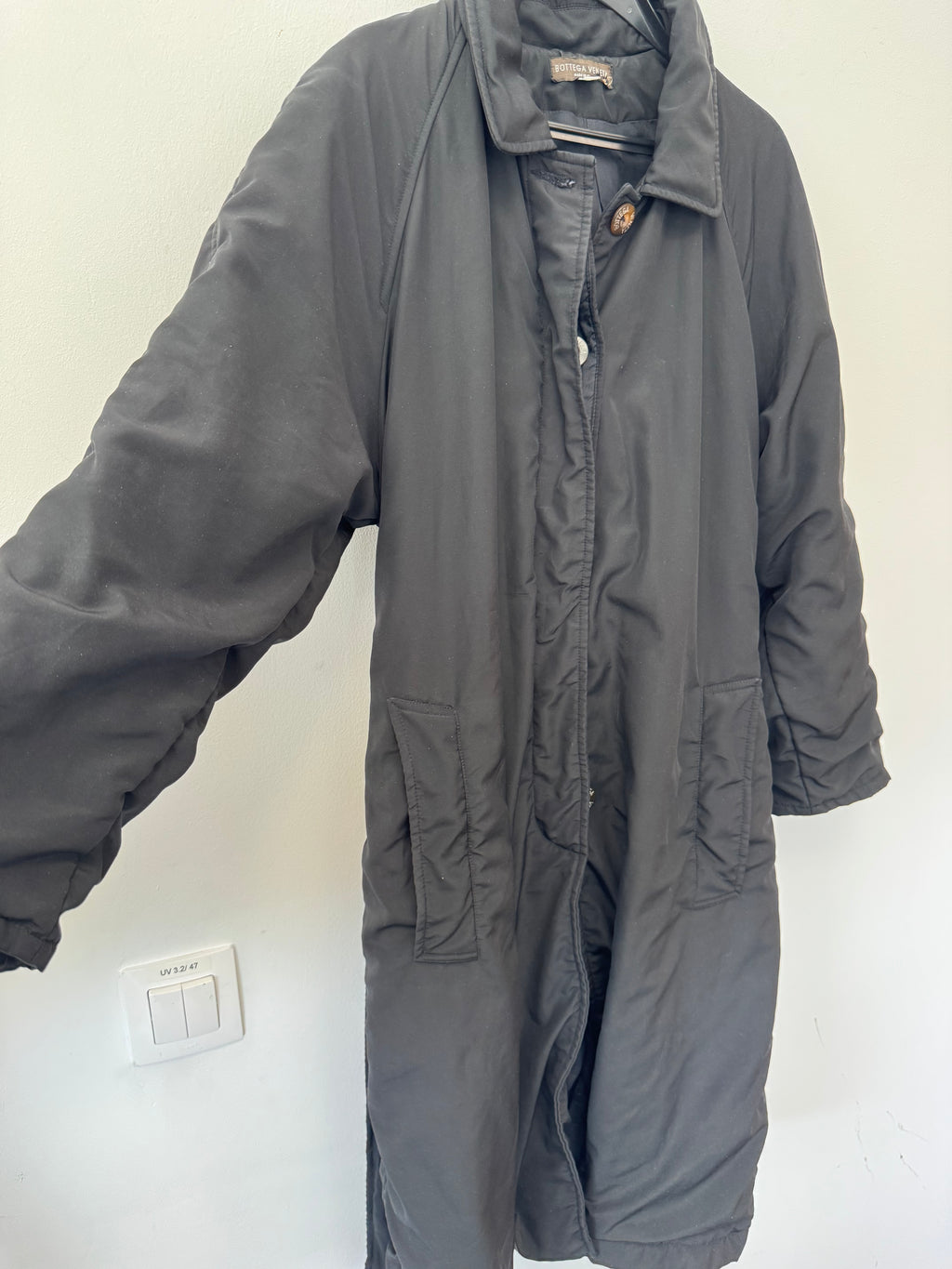 Bottega Veneta Trench Coat Black Small Cotton Blend Poor Condition