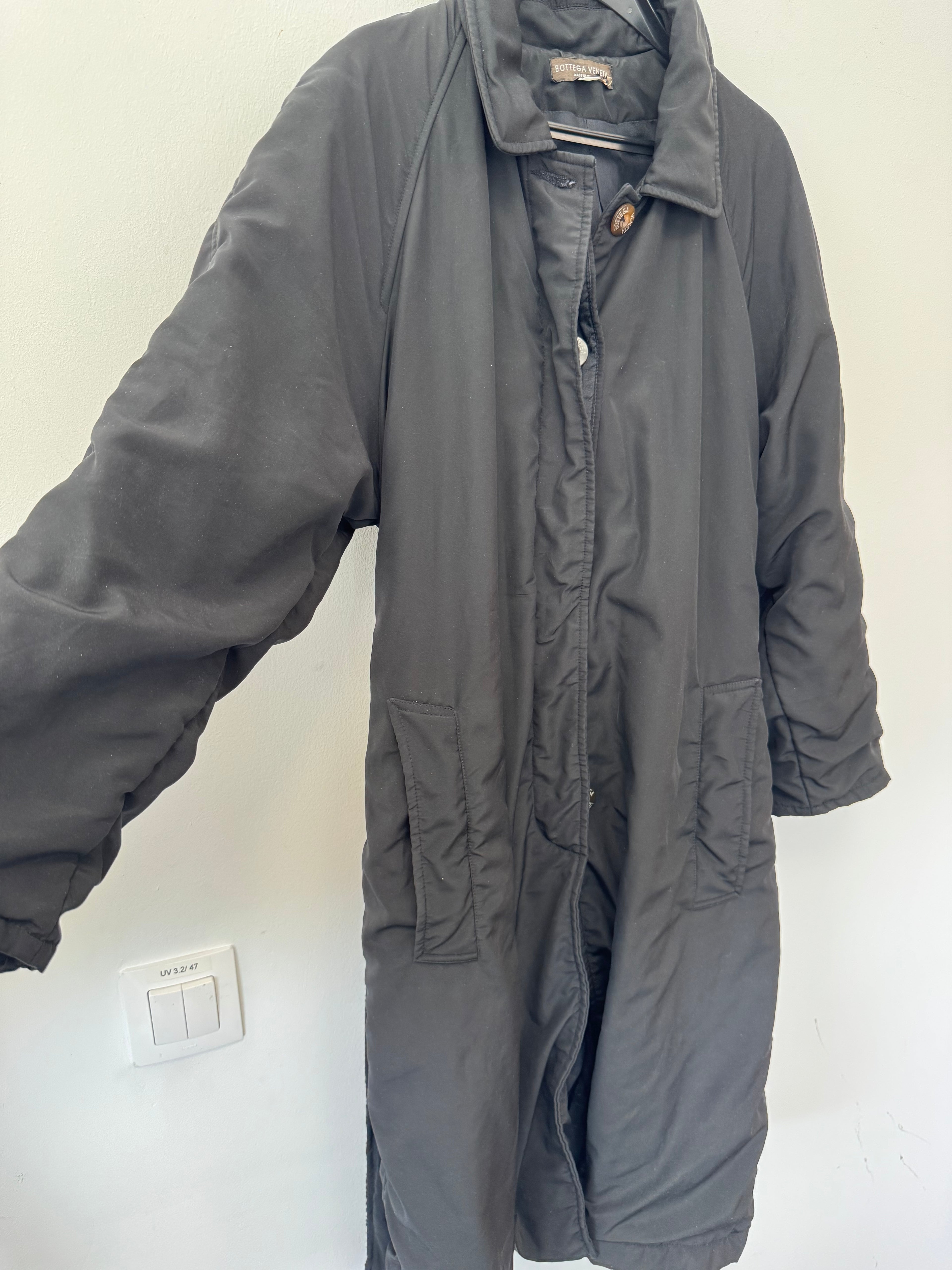 Bottega Veneta Trench Coat Black Small Cotton Blend Poor Condition