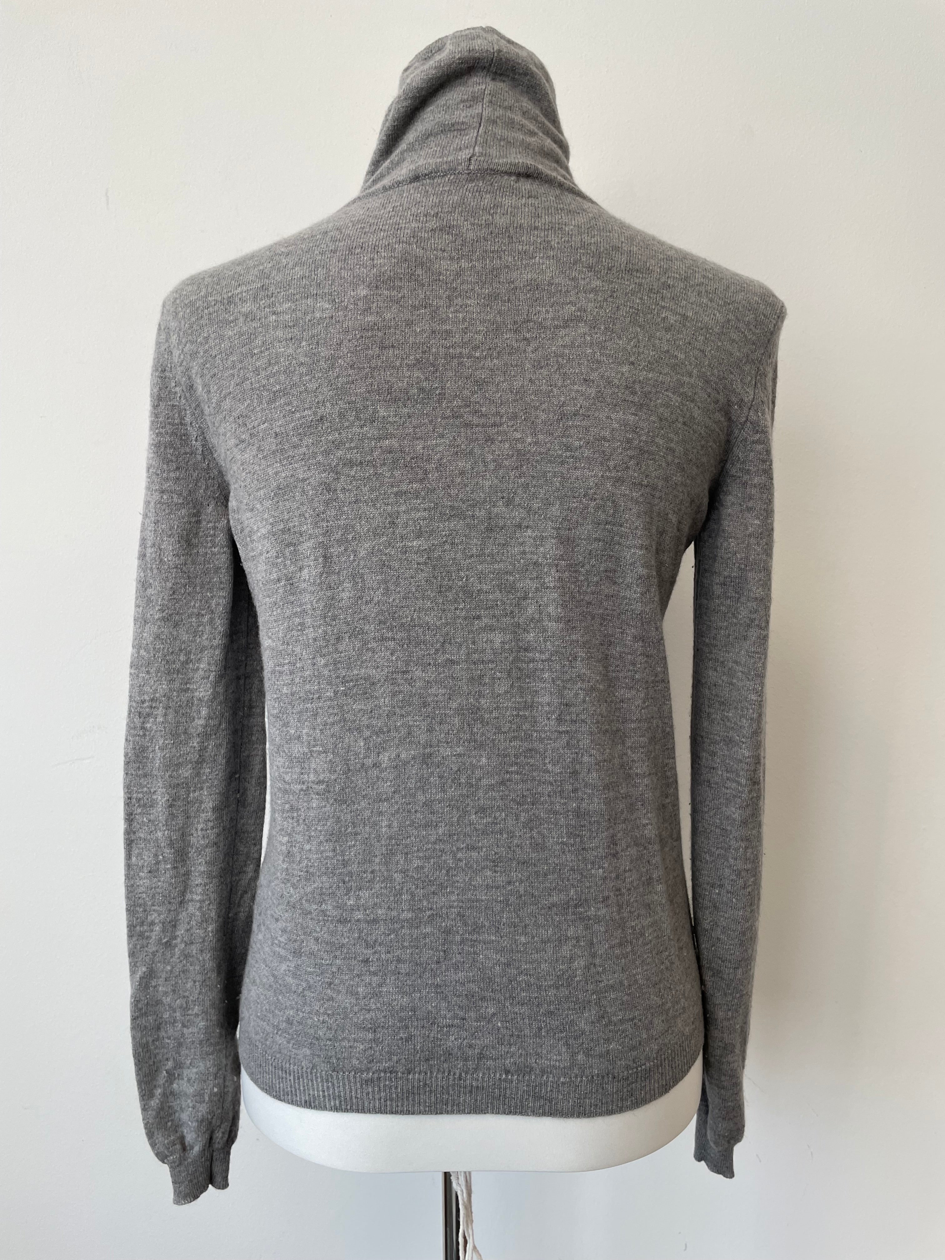 Blue Grey Embellished Turtleneck Jumper Wool Cashmere EU 36 Very Good