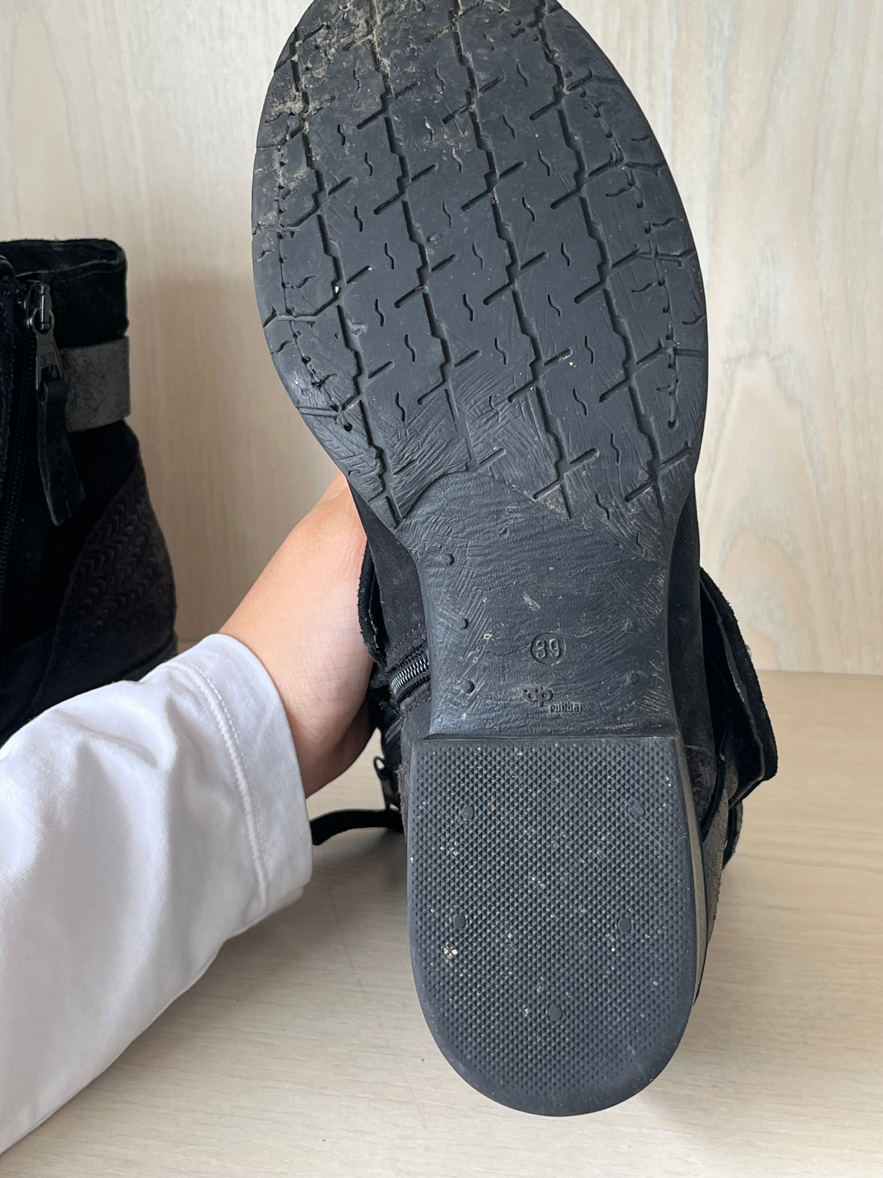 Martina Buraro Ankle Moto Bootie – Leder, Schwarz, Gr. 39, Guter Zustand