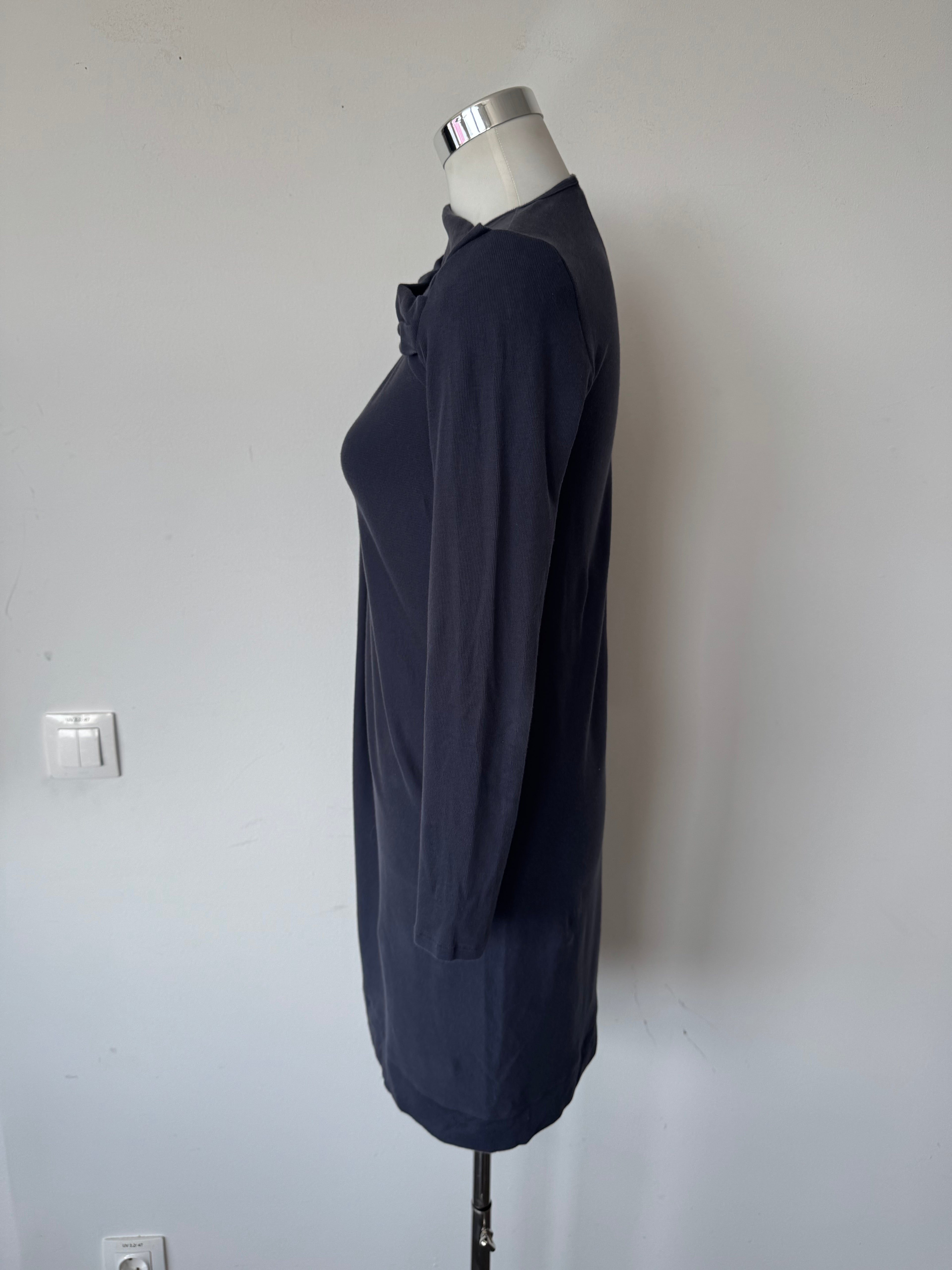 Brunello Cucinelli Cowl Neck Wollmix Kleid Navy M Sehr Gut