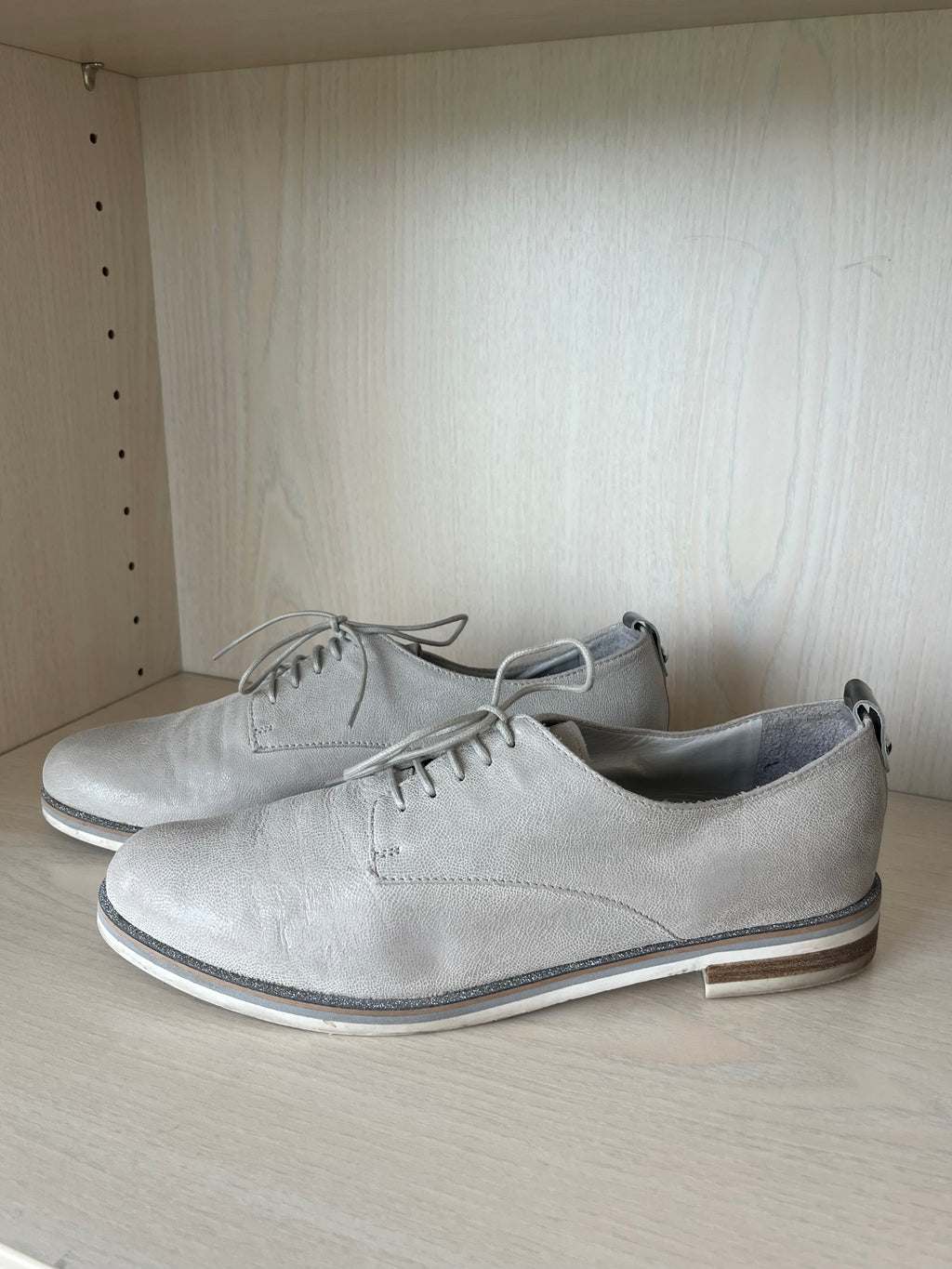 Maripe Linen Derby Shoes, Grey/Silver, EU 39, Good Condition