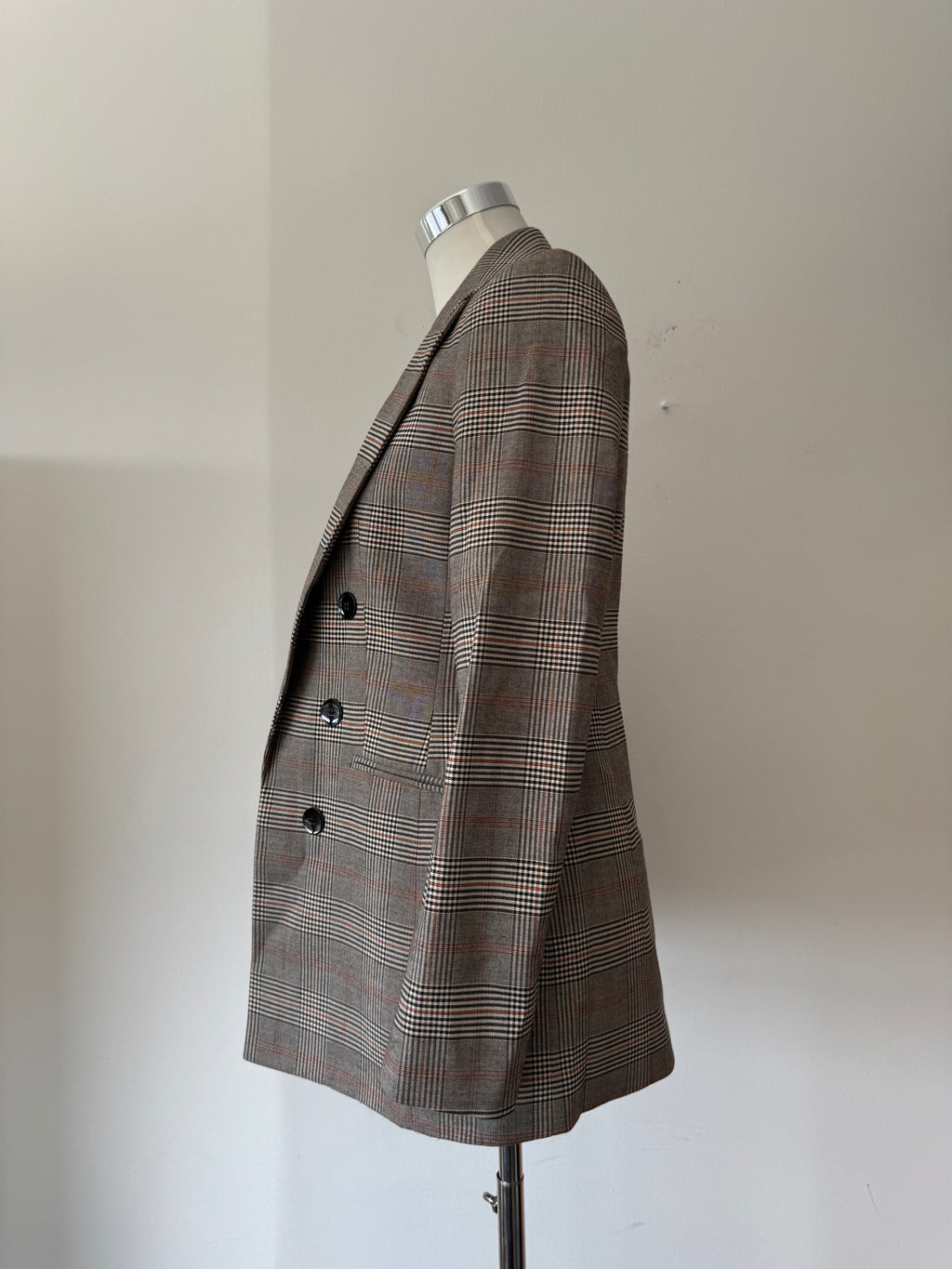 Bar III Glen Plaid Doppelreihiger Blazer Braun Check Gr. S – Wie Neu
