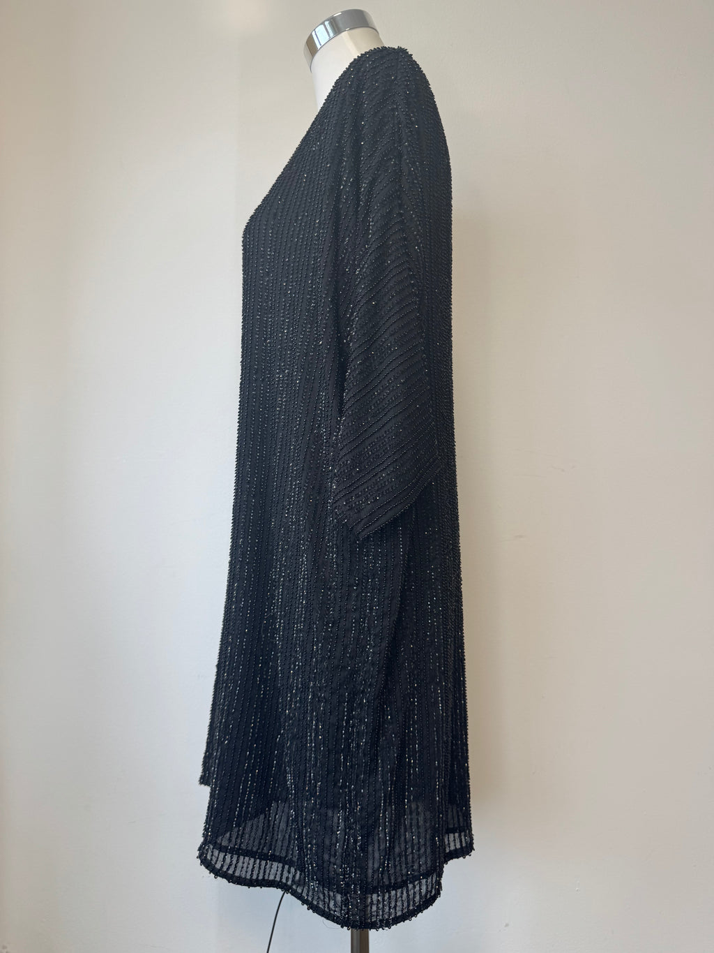 Marc Cain beaded shift dress, EU 44 / UK 16, black, very good condition