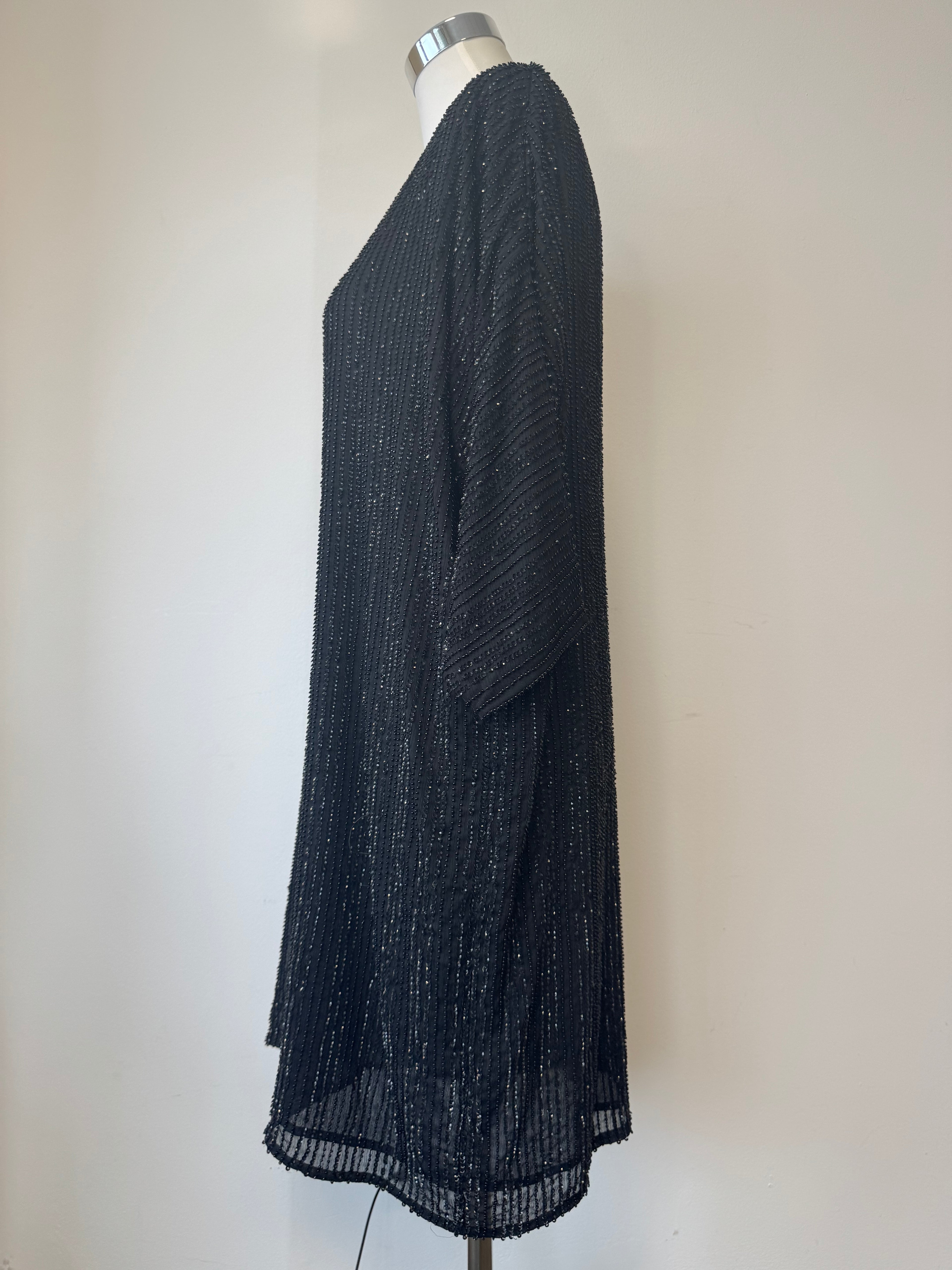 Marc Cain beaded shift dress, EU 44 / UK 16, black, very good condition