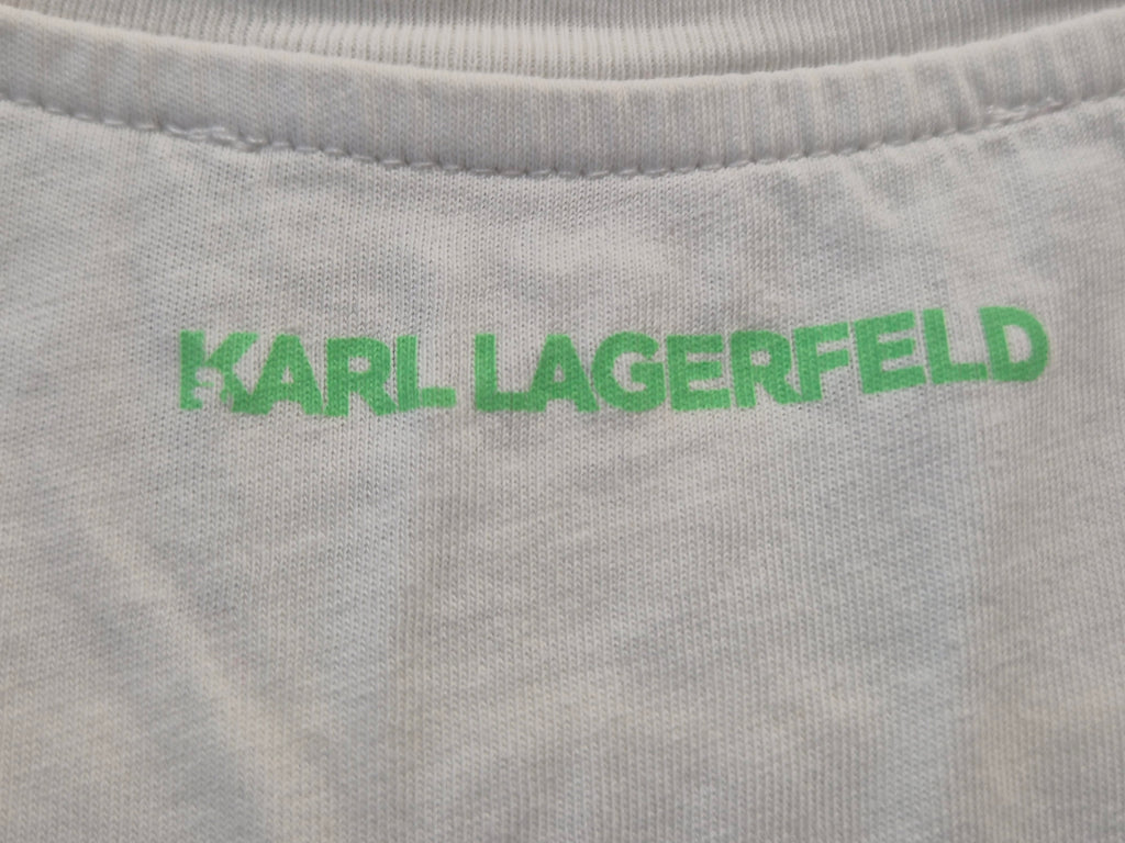 Karl Lagerfeld Karl Logo Tee XS Weiß Neon Grün Guter Zustand