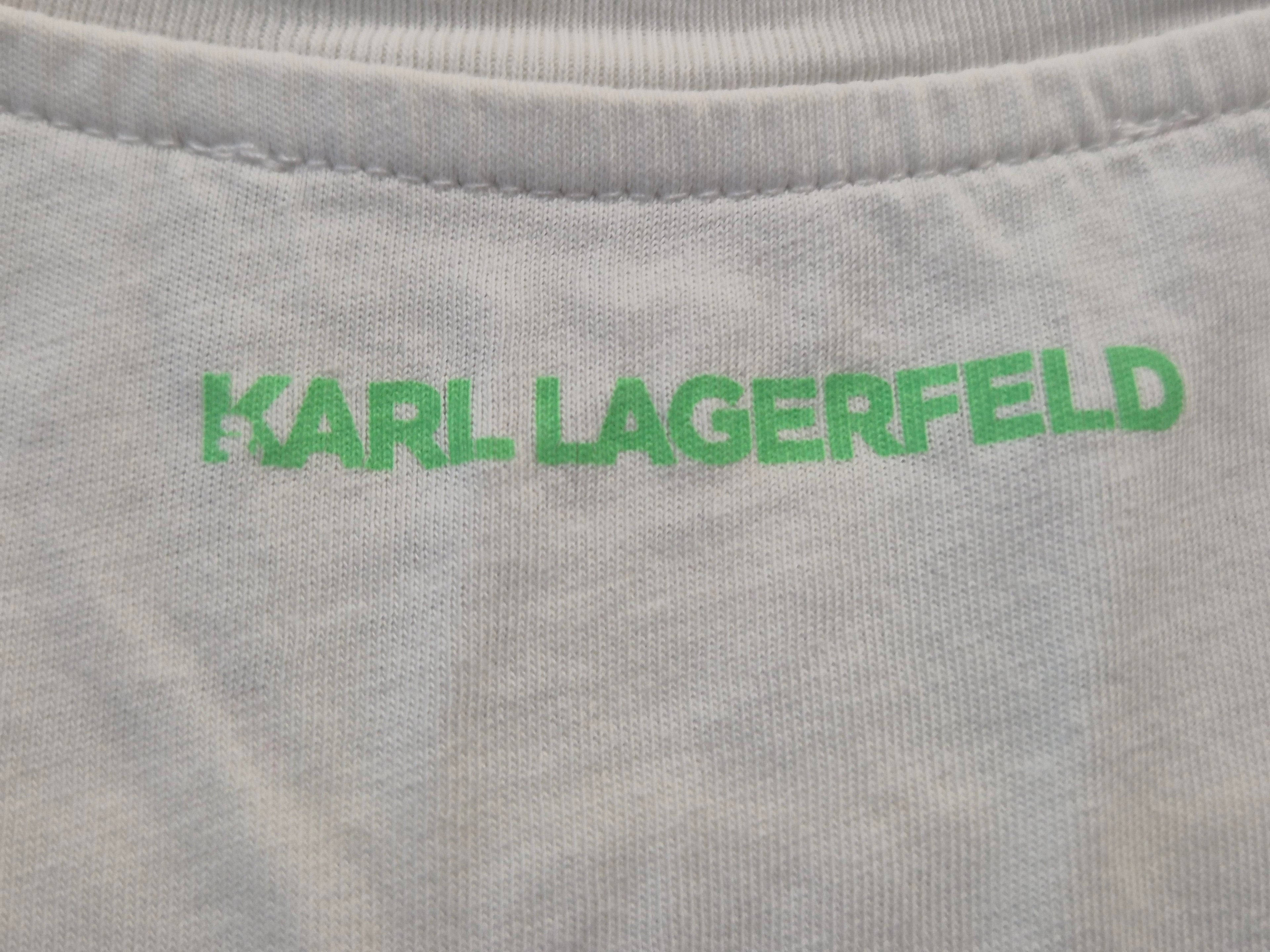 Karl Lagerfeld Karl Logo Tee XS Weiß Neon Grün Guter Zustand